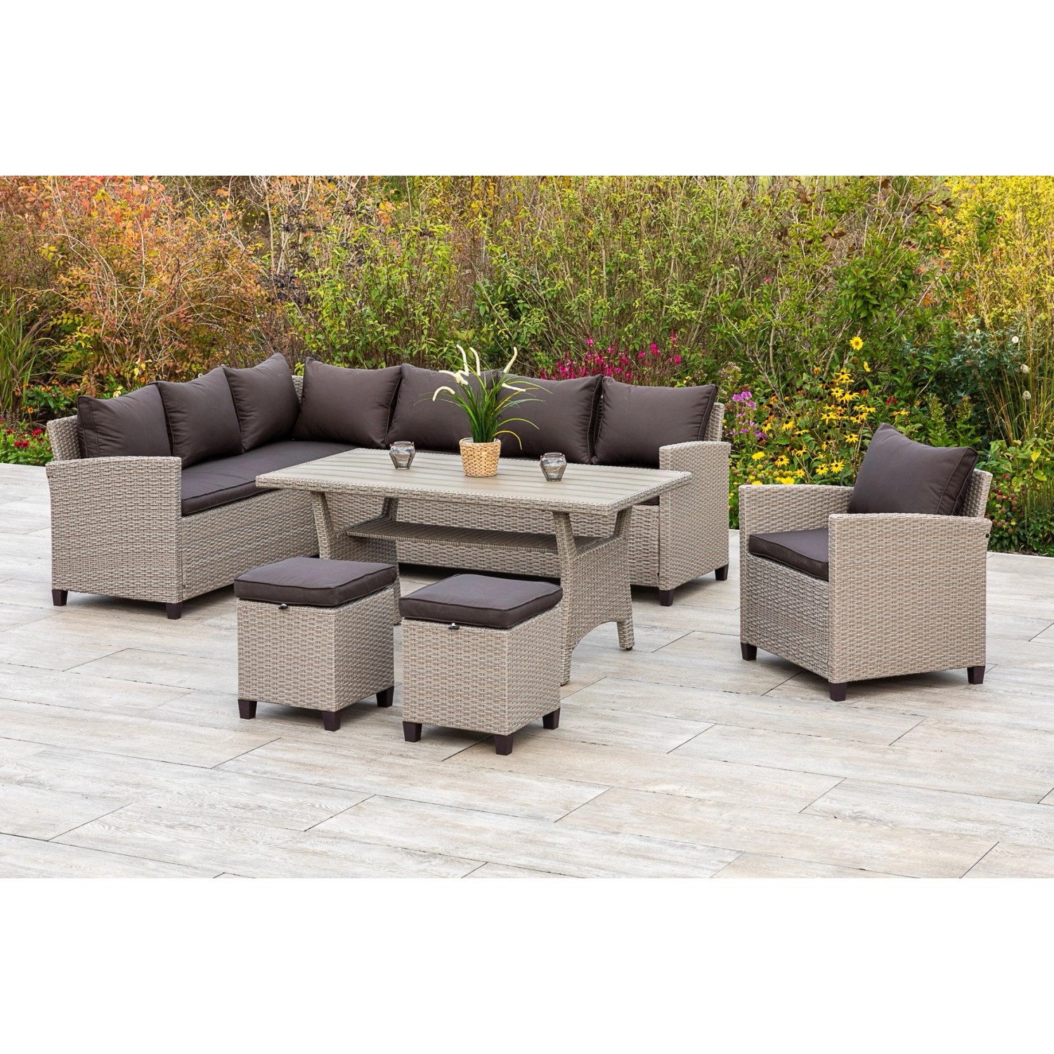 MERXX Garten-Essgruppe "Palma", (5 tlg., 1x Eckbank, 2x Sessel, 2x Hocker, günstig online kaufen