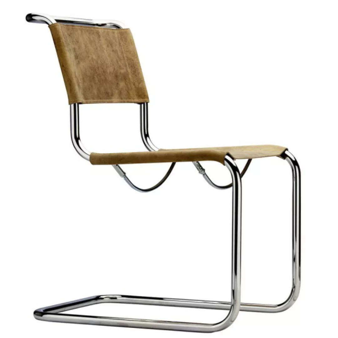 THONET Stahlrohr-Freischwinger S 33 | Sitz und Rücken Büffelleder | Gestell günstig online kaufen