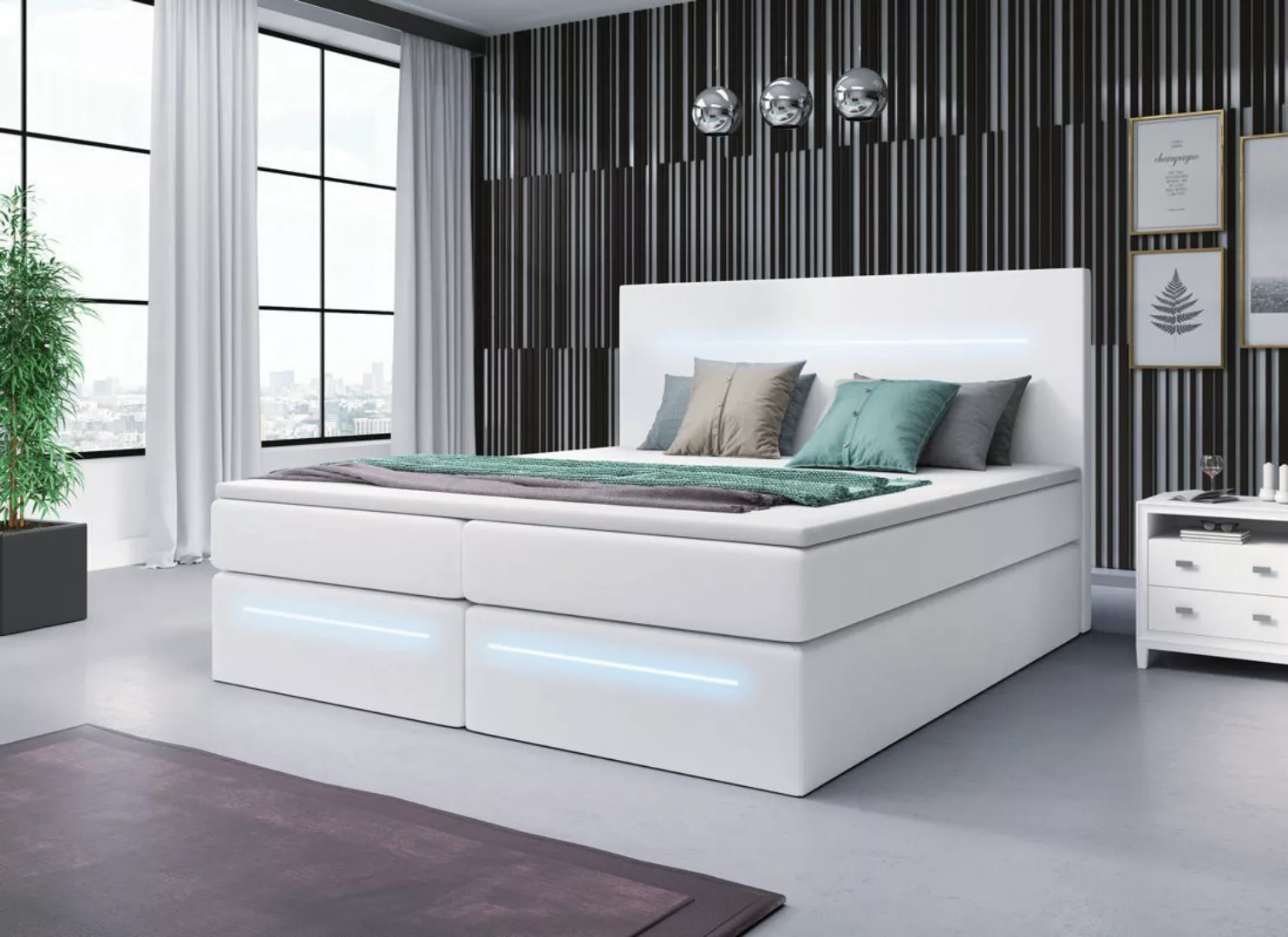 Luxusbetten24 Boxspringbett Sejour, mit LED-Beleuchtung und Stauraum günstig online kaufen