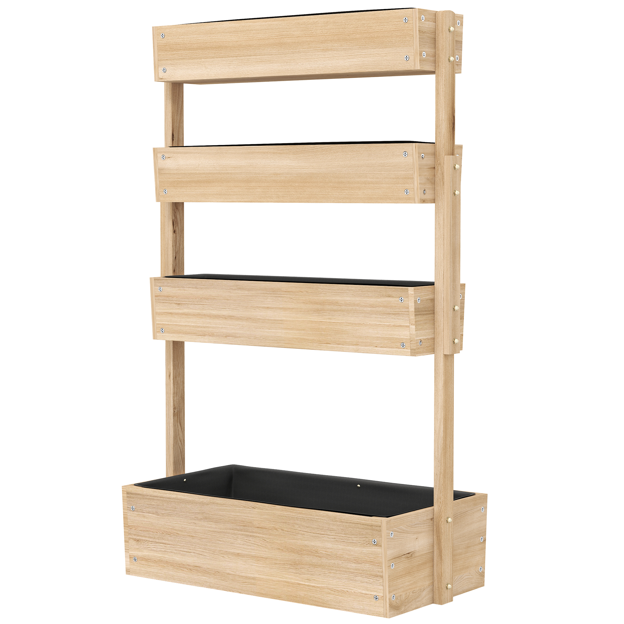 Outsunny Hochbeet Holz, 4 Ebene Pflanzbeet mit Entwässerungslöcher Frühbeet günstig online kaufen