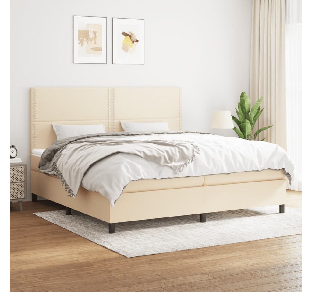 vidaXL Boxspringbett Boxspringbett mit Matratze Creme 200x200 cm Stoff Bett günstig online kaufen