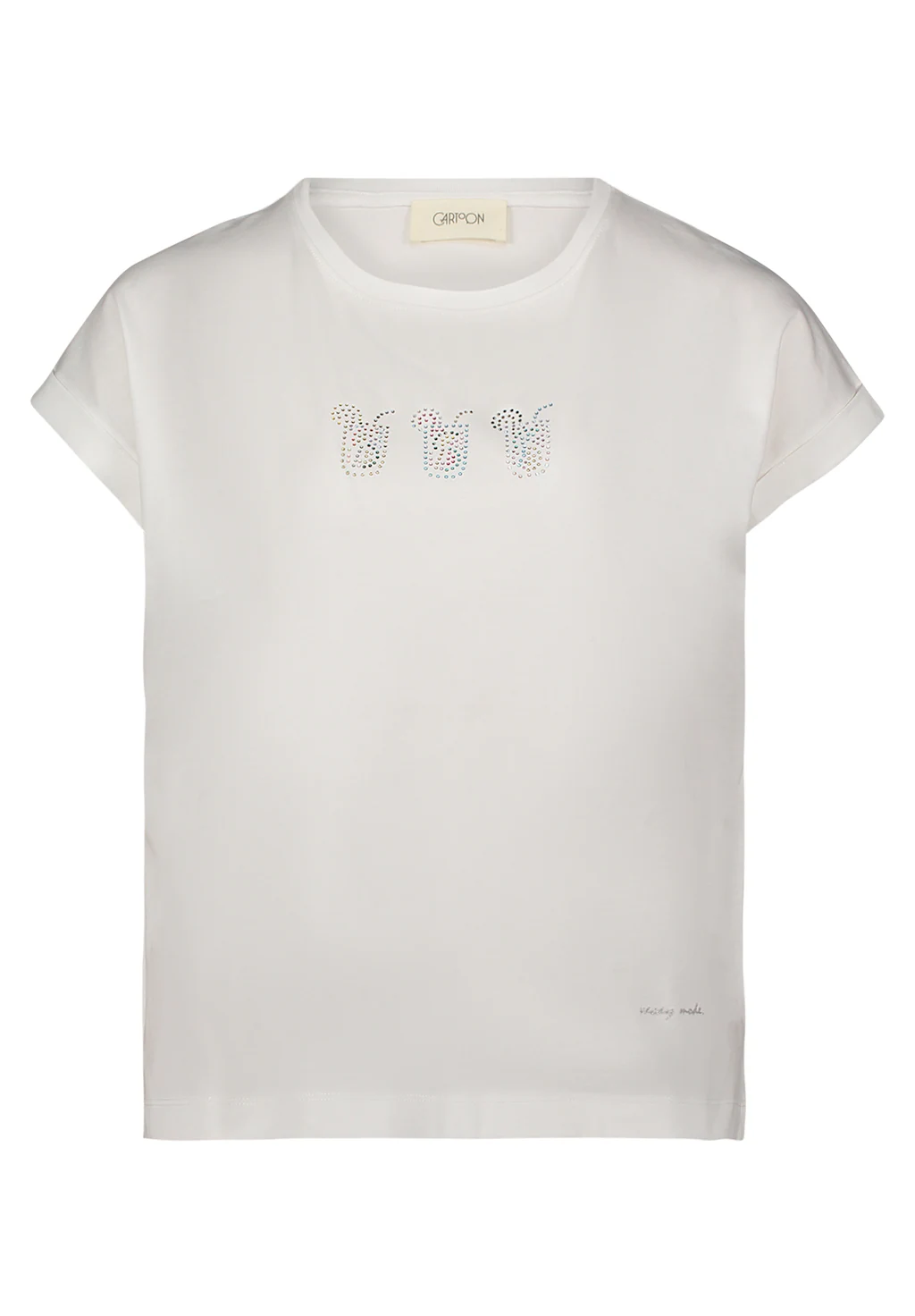 Cartoon Kurzarmshirt "Cartoon Damen Printshirt mit Ärmelaufschlag", (1 tlg. günstig online kaufen