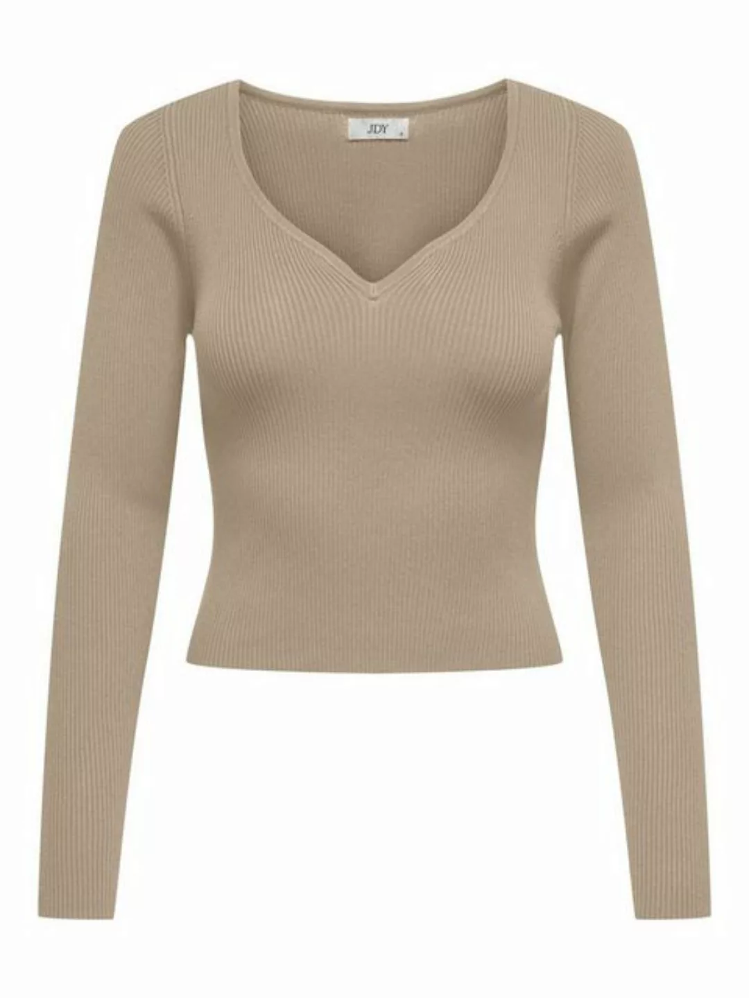 JDY Strickpullover - geripptes Langarmtop V-Ausschnitt - Stricktop einfarbi günstig online kaufen