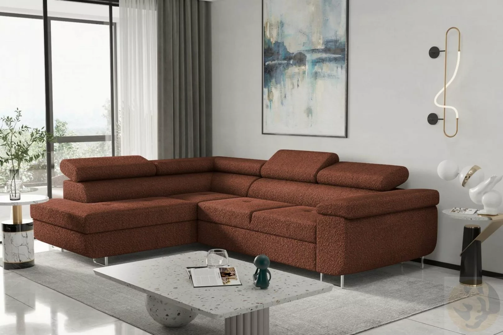 Friderik-EU Ecksofa ANTONIA Moderne Couch auf Metallbeinen, Bettkasten, Sch günstig online kaufen