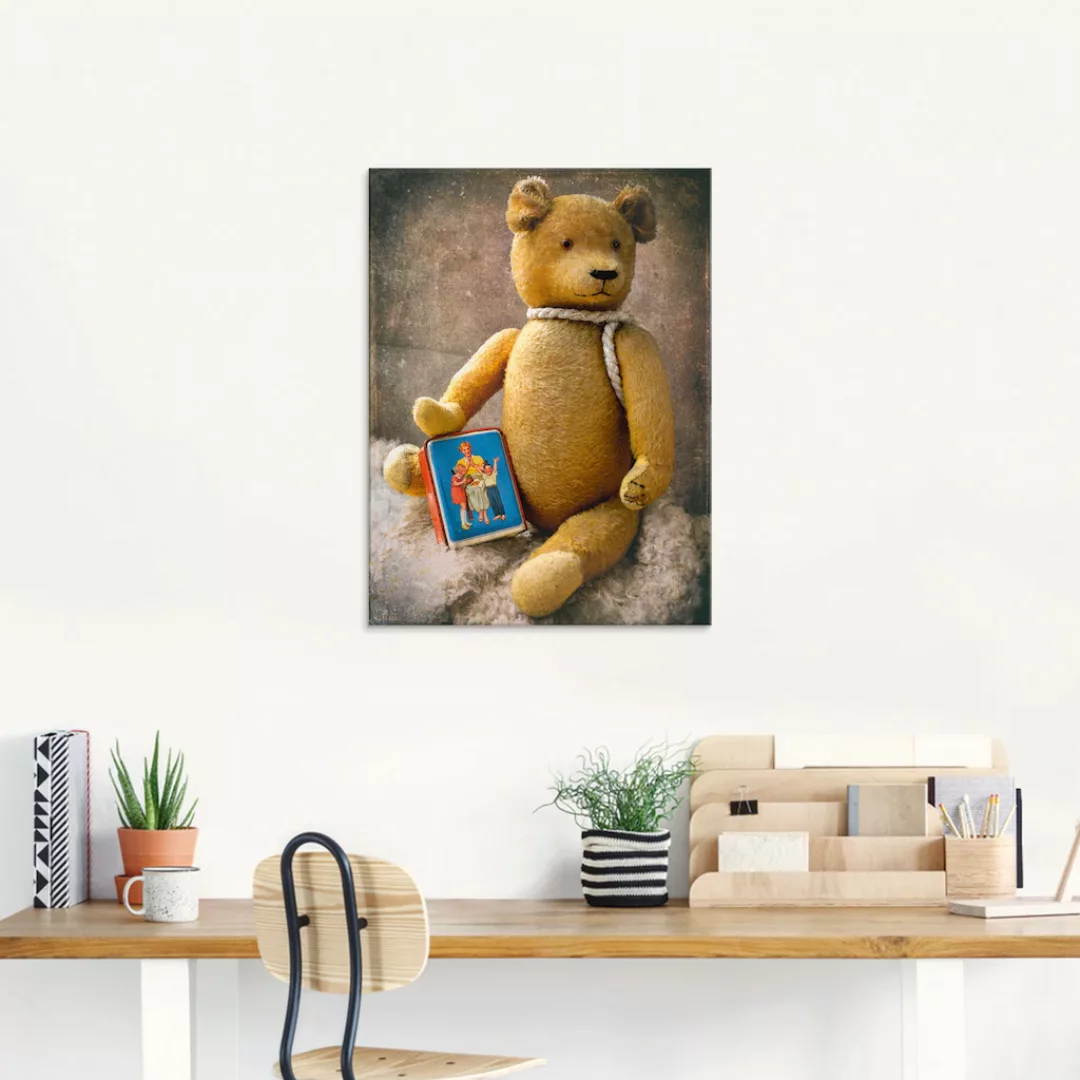 Artland Glasbild "Teddybär mit Sparbüchse", Spielzeuge, (1 St.) günstig online kaufen