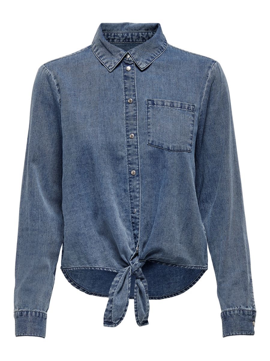 ONLY Bindedetail Jeanshemd Damen Blau günstig online kaufen