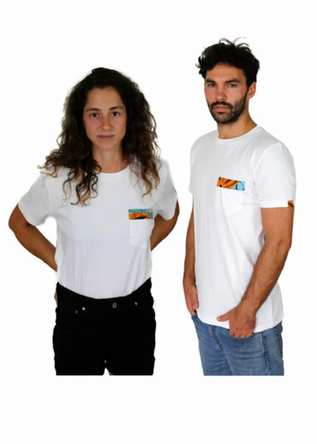 Bio T-shirt - Kitenge African Ethno Pocket - Unisex - Schwarz & Weiß - Maem günstig online kaufen