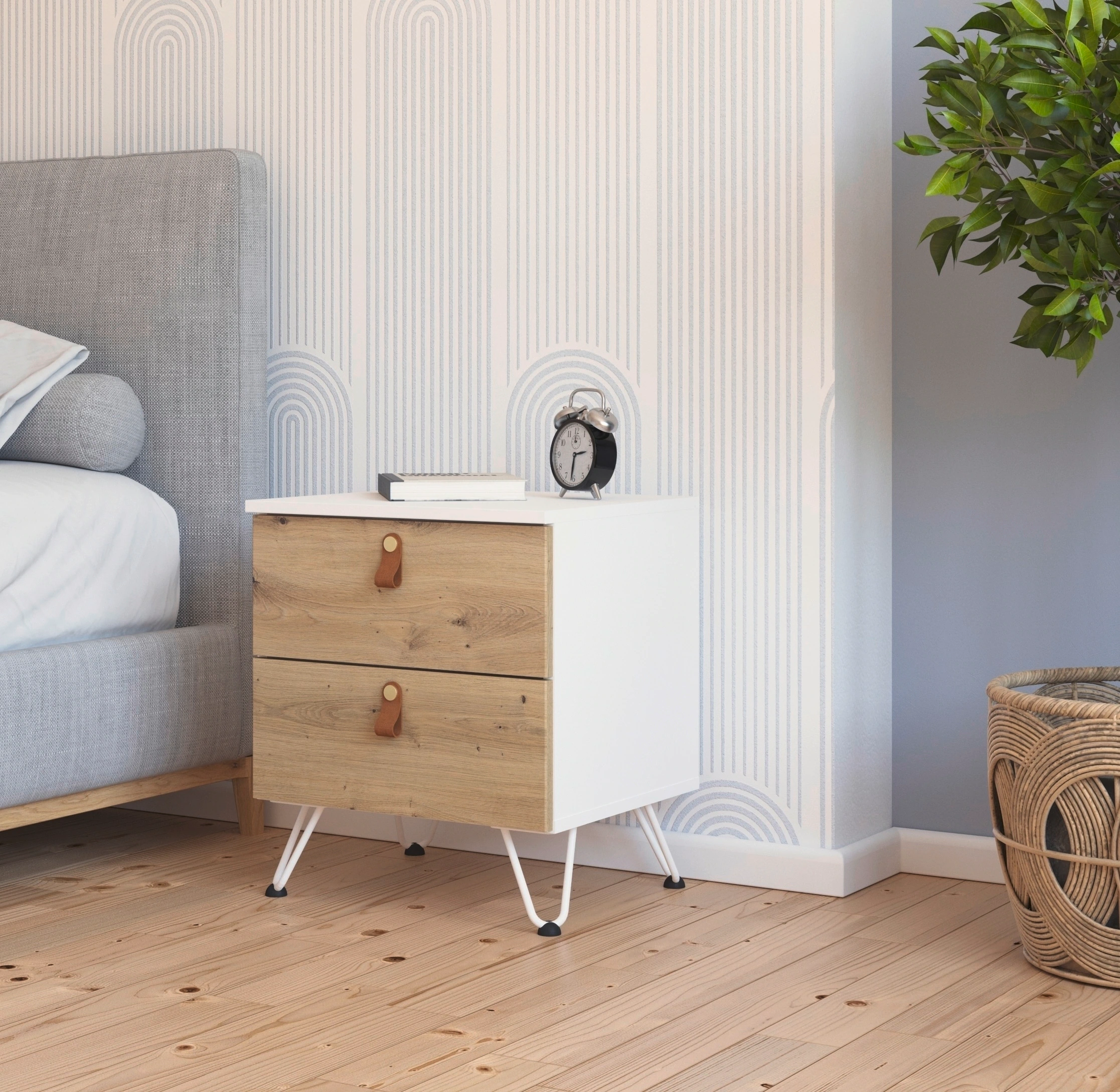 rauch Nachtkommode "Homey by Aditio", mit Grifflaschen in Leder, 2 Schublad günstig online kaufen