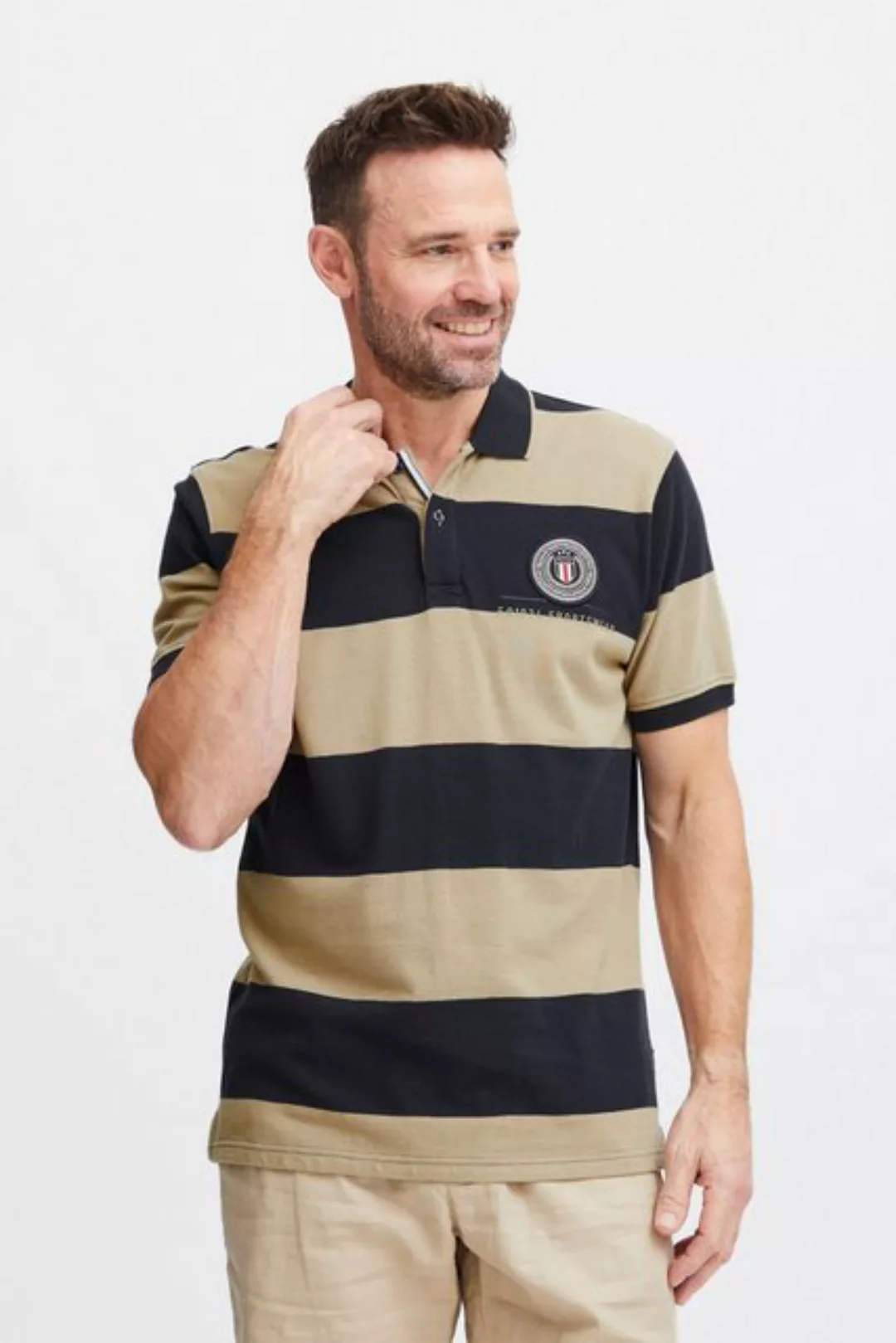 FQ1924 Poloshirt FQ1924 FQPeter stripe polo shirt w badge günstig online kaufen