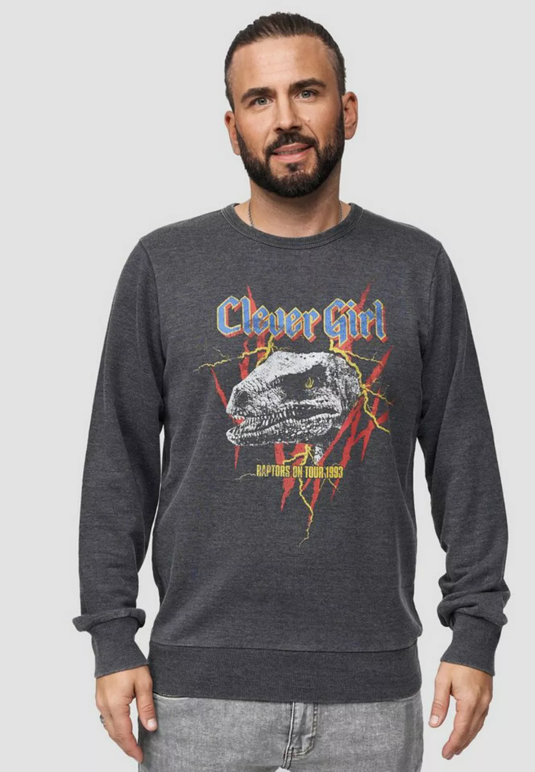 Recovered Sweatshirt Jurassic Park T-Rex Rock GOTS zertifizierte Bio-Baumwo günstig online kaufen