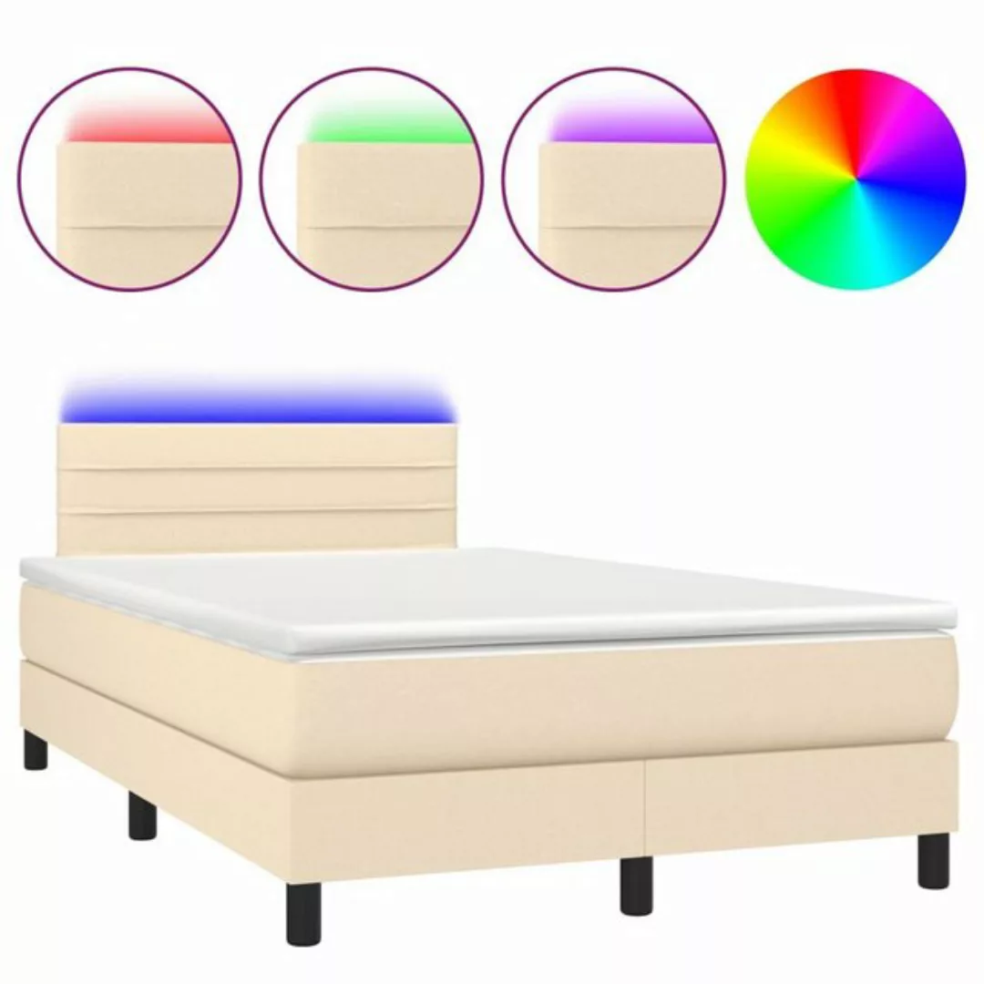 vidaXL Boxspringbett Boxspringbett mit Matratze LED Creme 120x200 cm Stoff günstig online kaufen