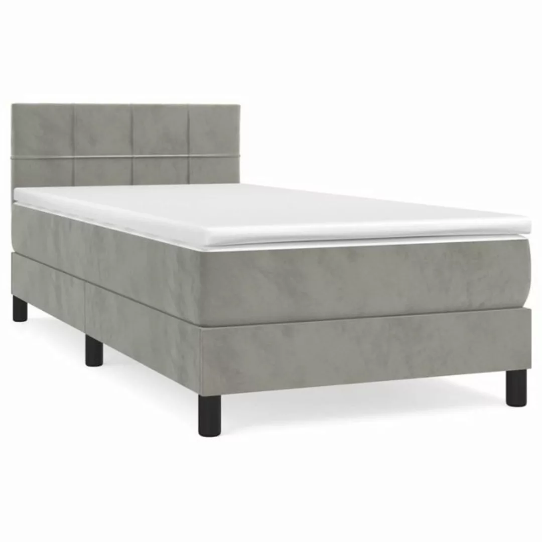 Vidaxl Boxspringbett Mit Matratze Hellgrau 100x200 Cm Samt günstig online kaufen