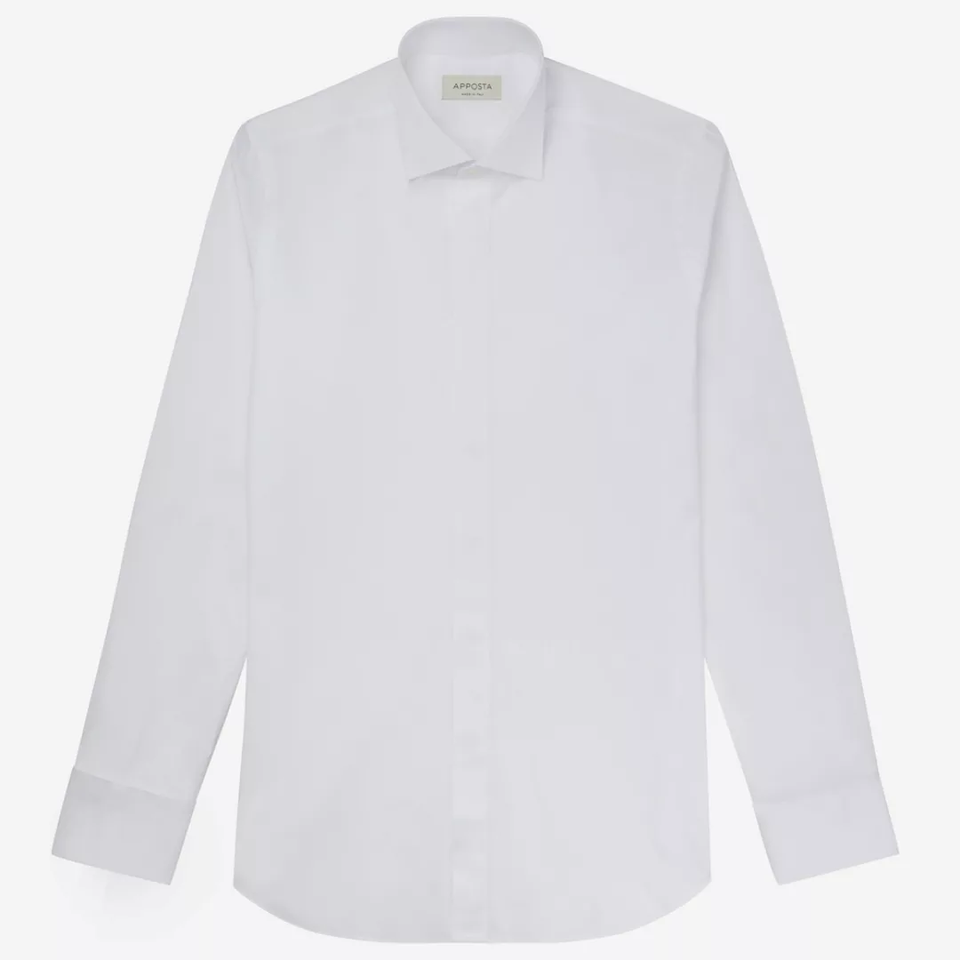 Hemd  einfarbig  weiß 100% reine baumwolle twill doppelt gezwirnt, kragenfo günstig online kaufen