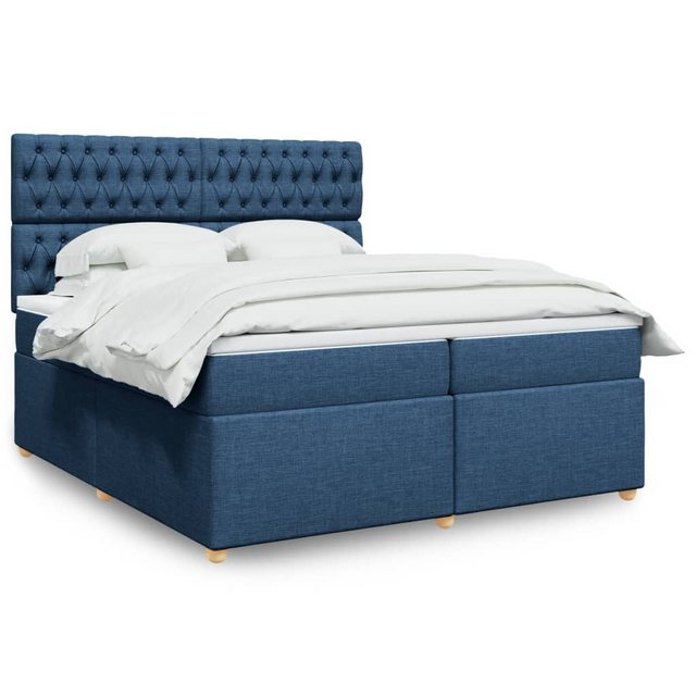 vidaXL Boxspringbett, Boxspringbett mit Matratze Blau 200x200 cm Stoff günstig online kaufen