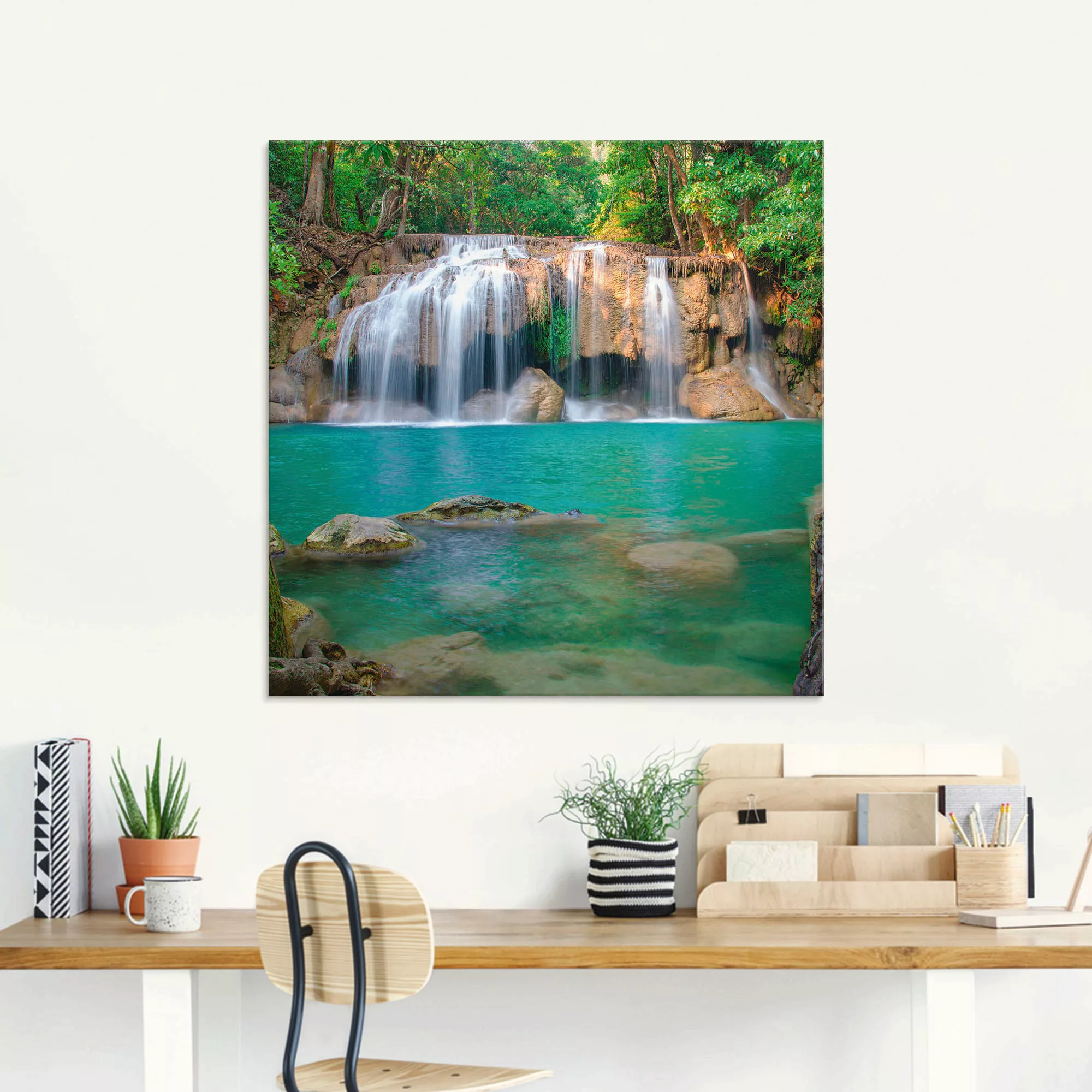 Artland Glasbild "Wasserfall im Wald National Park", Gewässer, (1 St.) günstig online kaufen