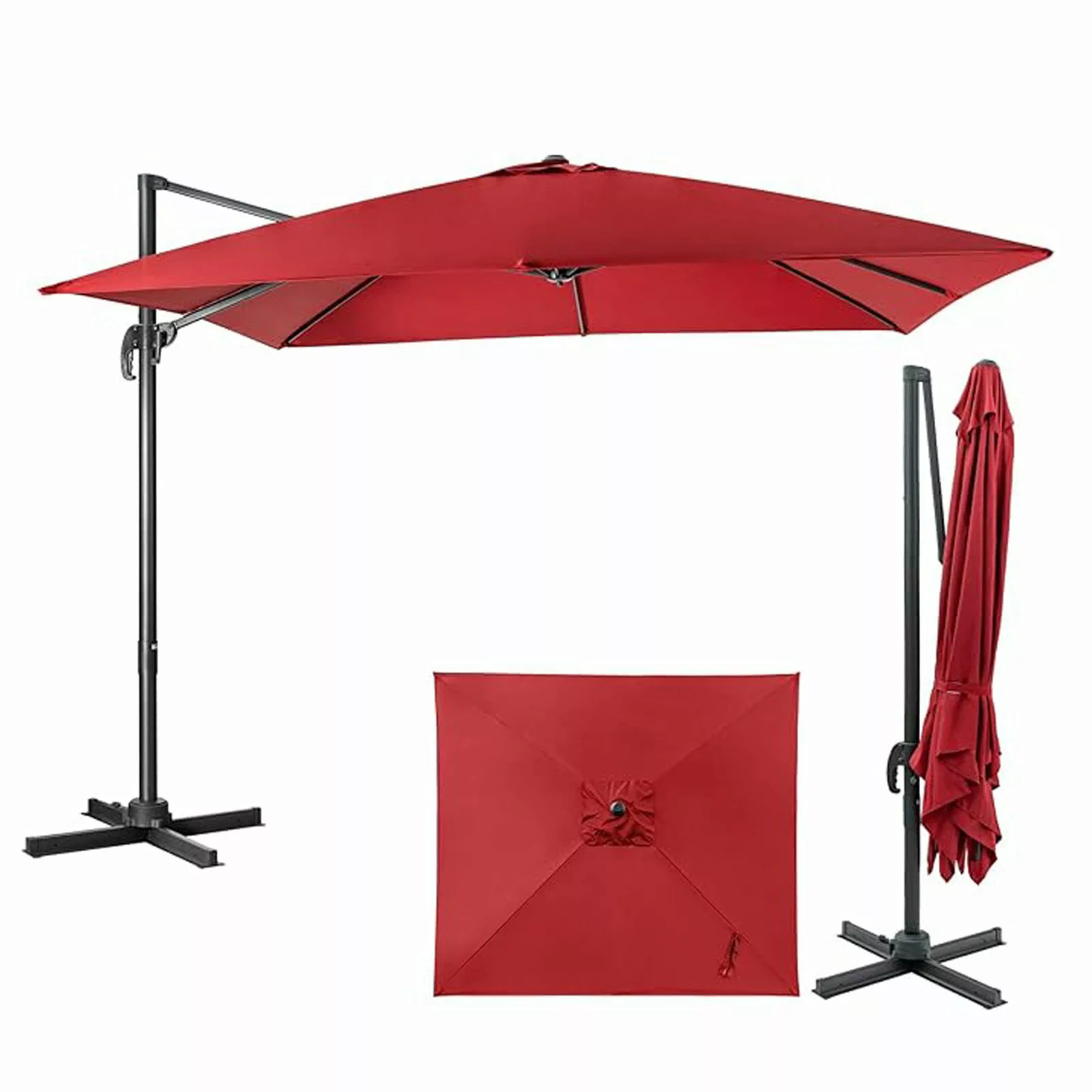 KOMFOTTEU Sonnenschirm 360° Drehbarer Ampelschirm, 8 günstig online kaufen