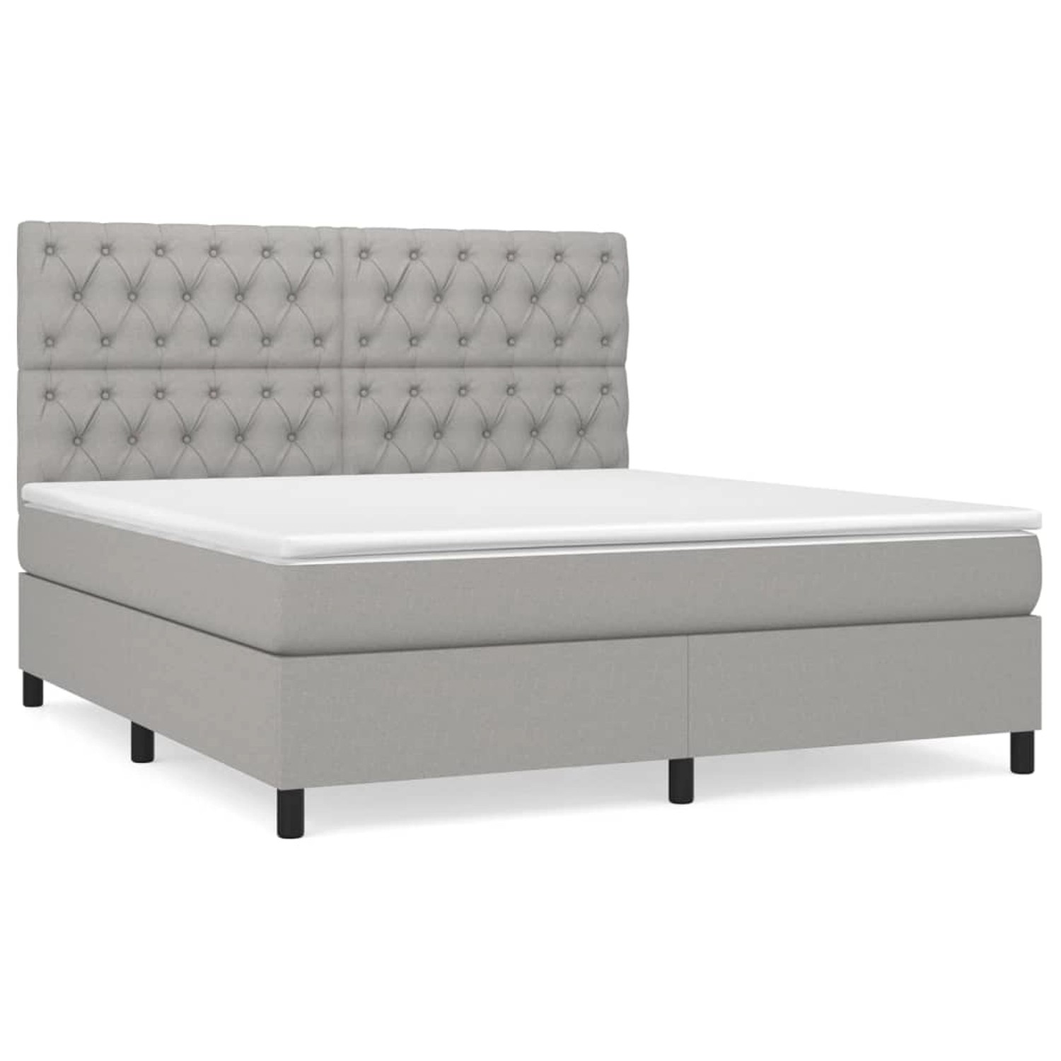 vidaXL Boxspringbett Boxspringbett mit Matratze Hellgrau 180x200 cm Stoff B günstig online kaufen