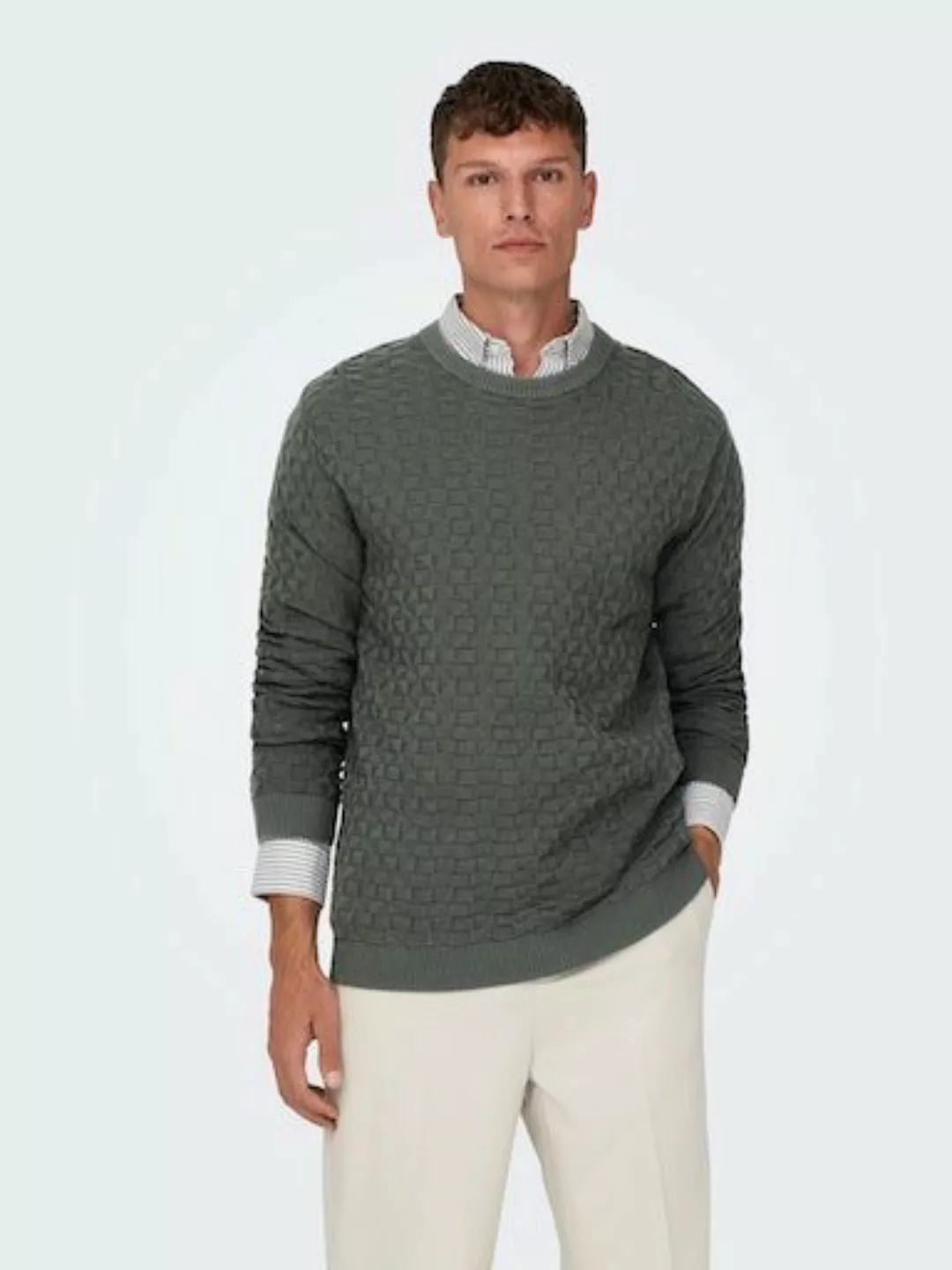 ONLY & SONS Rundhalspullover ONSKALLE REG 12 STRUC CREW KNIT NOOS günstig online kaufen