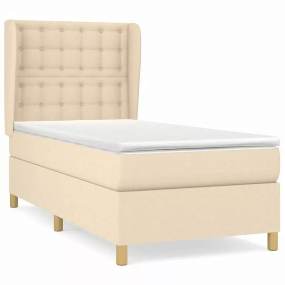 vidaXL Bettgestell Boxspringbett mit Matratze Creme 80x200 cm Stoff Bett Be günstig online kaufen