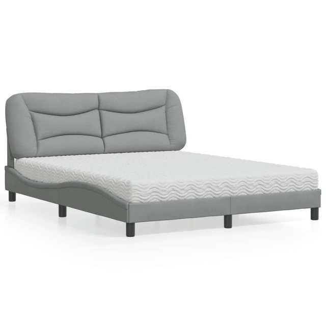 vidaXL Bett mit Matratze Hellgrau 160x200 cm Stoff Modell 12007406 günstig online kaufen