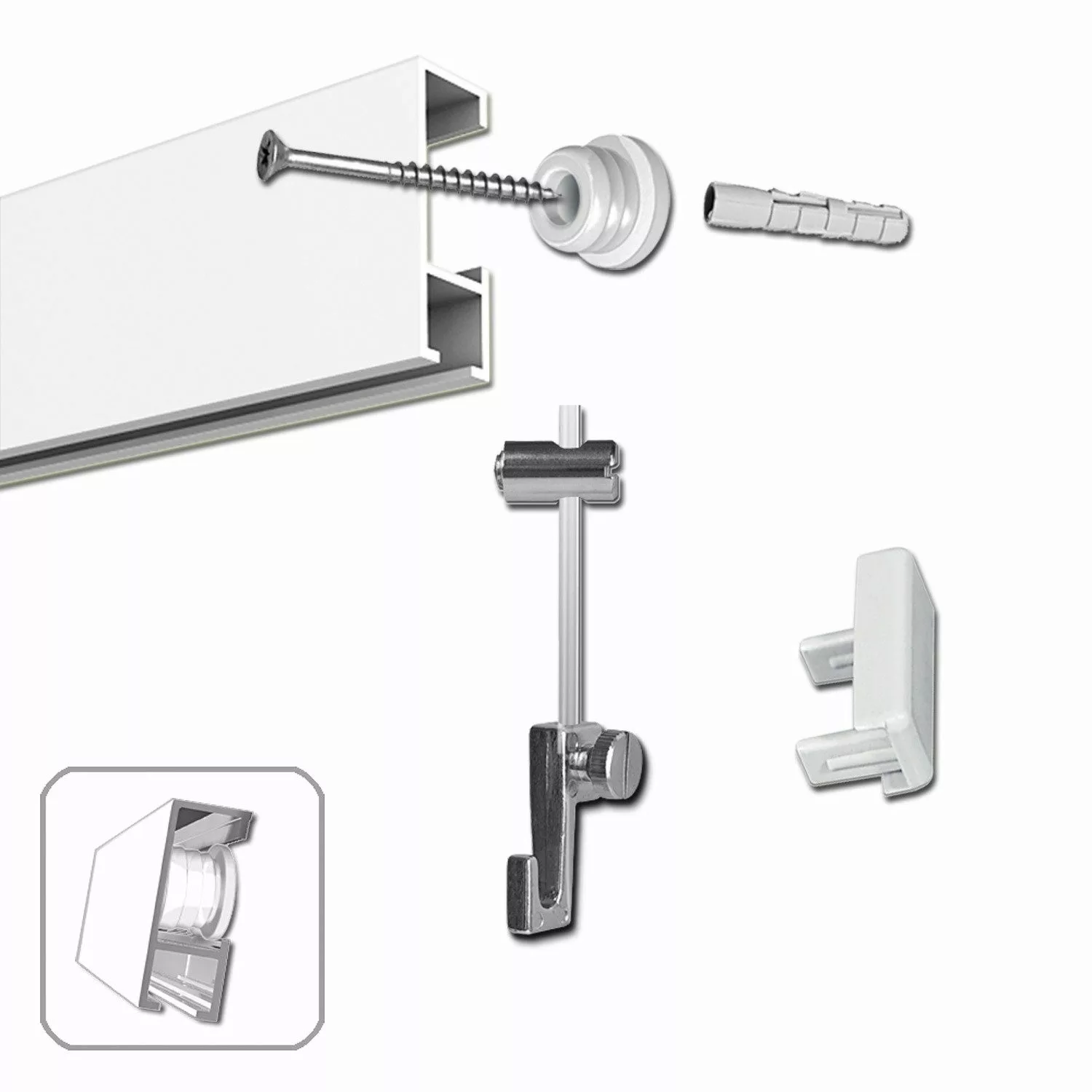 Bilderrahmen Neumann Bilderschienenset Galerieschiene mit Gleiter günstig online kaufen