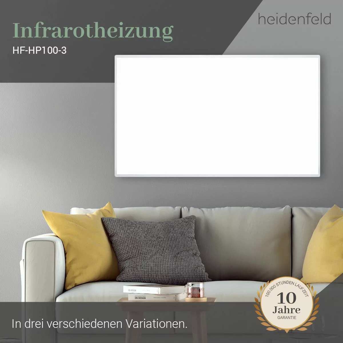 Heidenfeld Infrarotheizung 300-1000 W Elektroheizung HF-HP100-3 günstig online kaufen