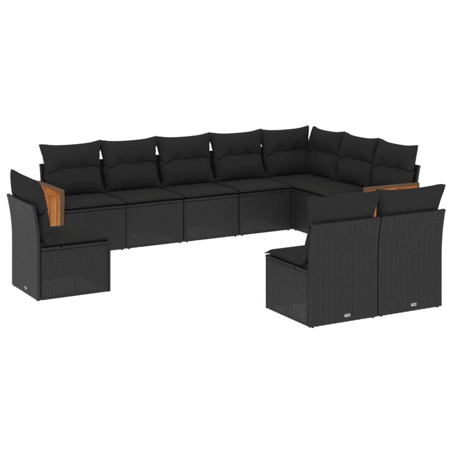 vidaXL 10-Tlg Garten-Sofagarnitur mit Kissen Schwarz Poly Rattan 3227749 günstig online kaufen