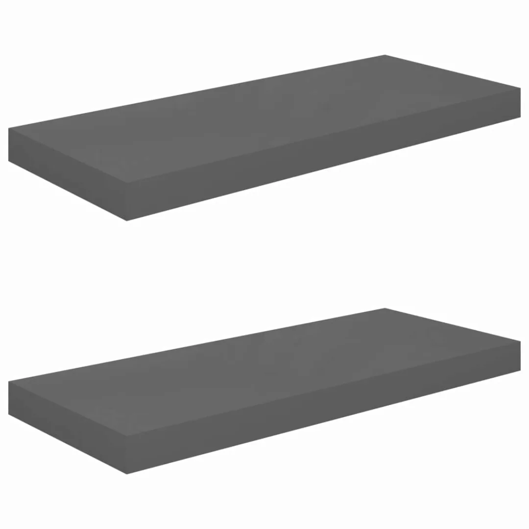 Schwebende Wandregale 2 Stk. Hochglanz-grau 60x23,5x3,8cm Mdf günstig online kaufen