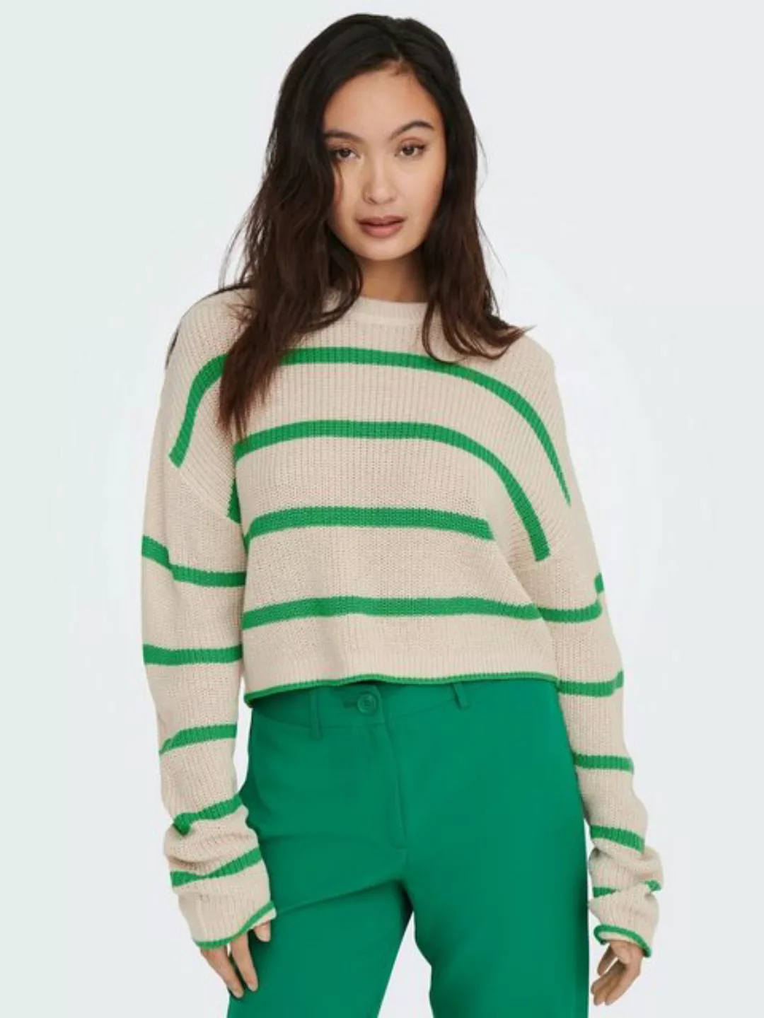 ONLY Strickpullover Cropped Rippstrick Pullover Kurzer Langarm Sweater ONLM günstig online kaufen