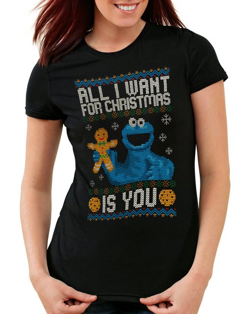 style3 T-Shirt All I Want kekse sesamstraße plätzchen backen weihnachten pu günstig online kaufen