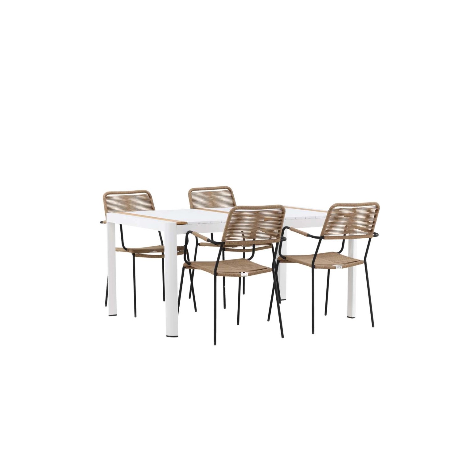 ebuy24 Togo Gartenset Tisch 90x150cm Weiß 4 Stühle Lindos Braun günstig online kaufen