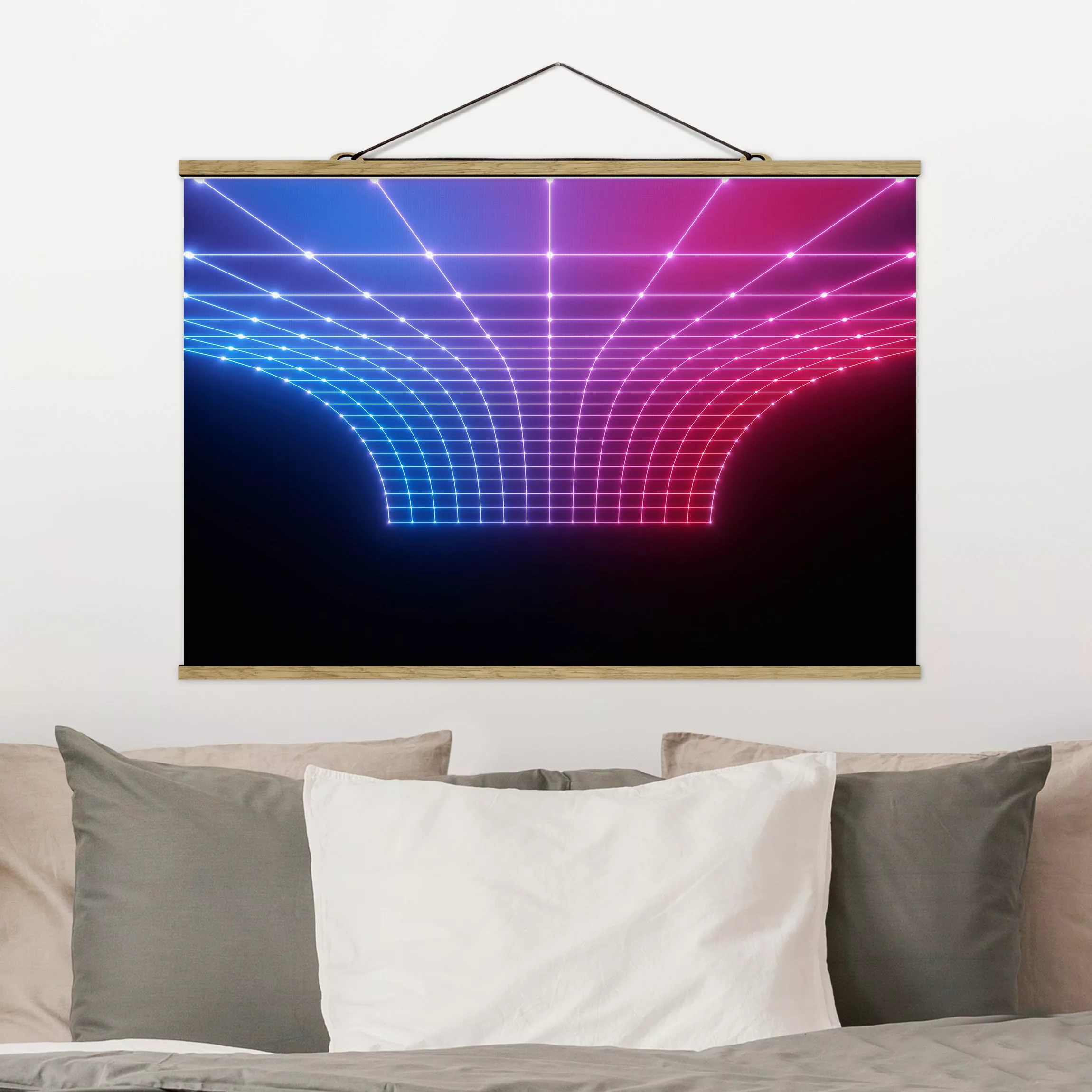 Stoffbild mit Posterleisten Dreidimensionales Neonlicht günstig online kaufen