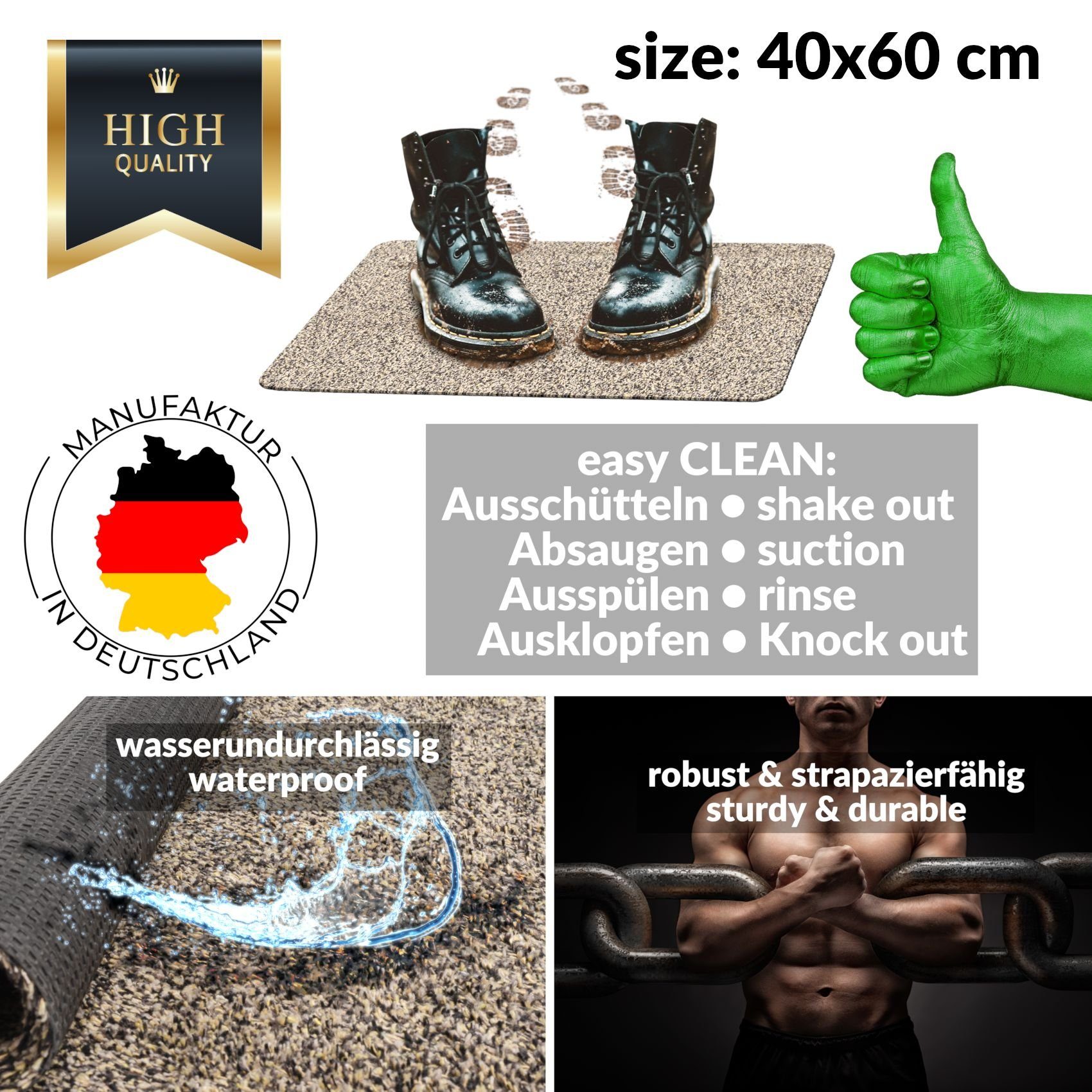 ANRO Fußmatte Türvorleger Schmutzfangmatte DOVER, eckig, günstig online kaufen