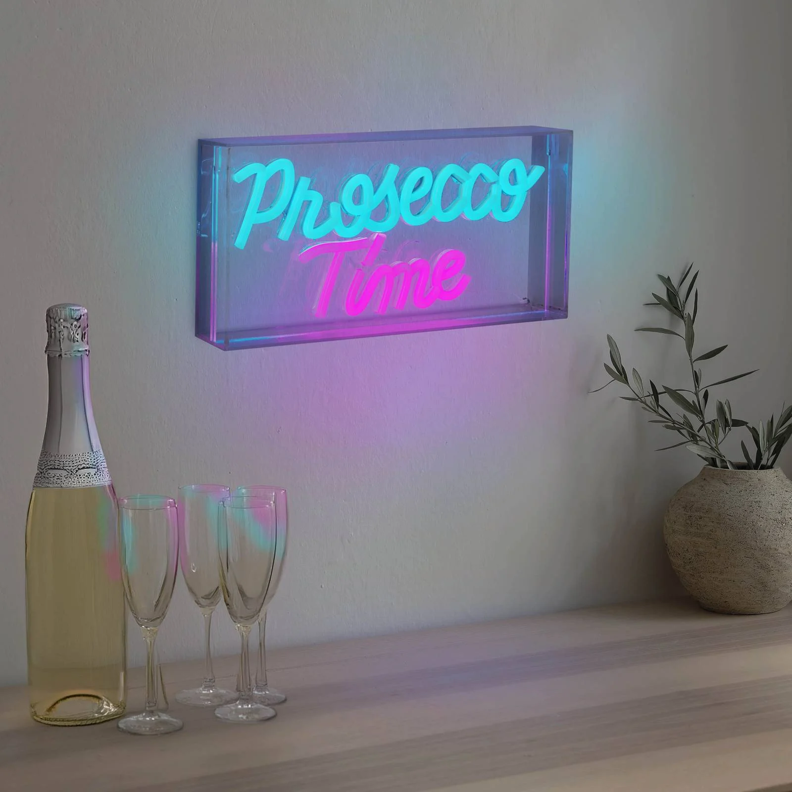 LED-Wandlampe Prosecco Time klar 30x15 cm Kunststoff USB RGB günstig online kaufen