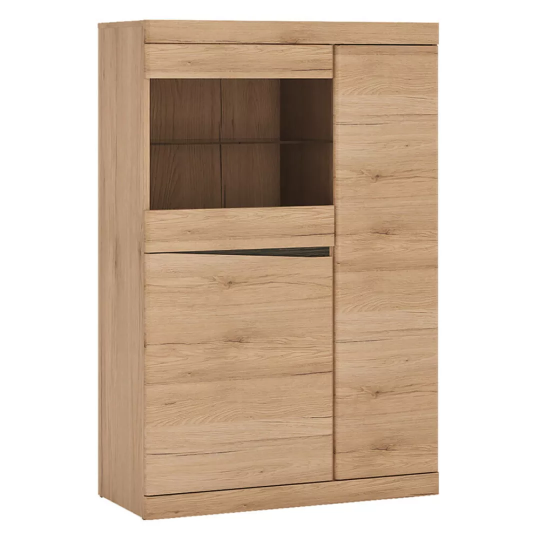 Highboard mit Glastür SANFORD-129 in Eiche hell Nb., B/H/T: ca. 86/131/40 c günstig online kaufen