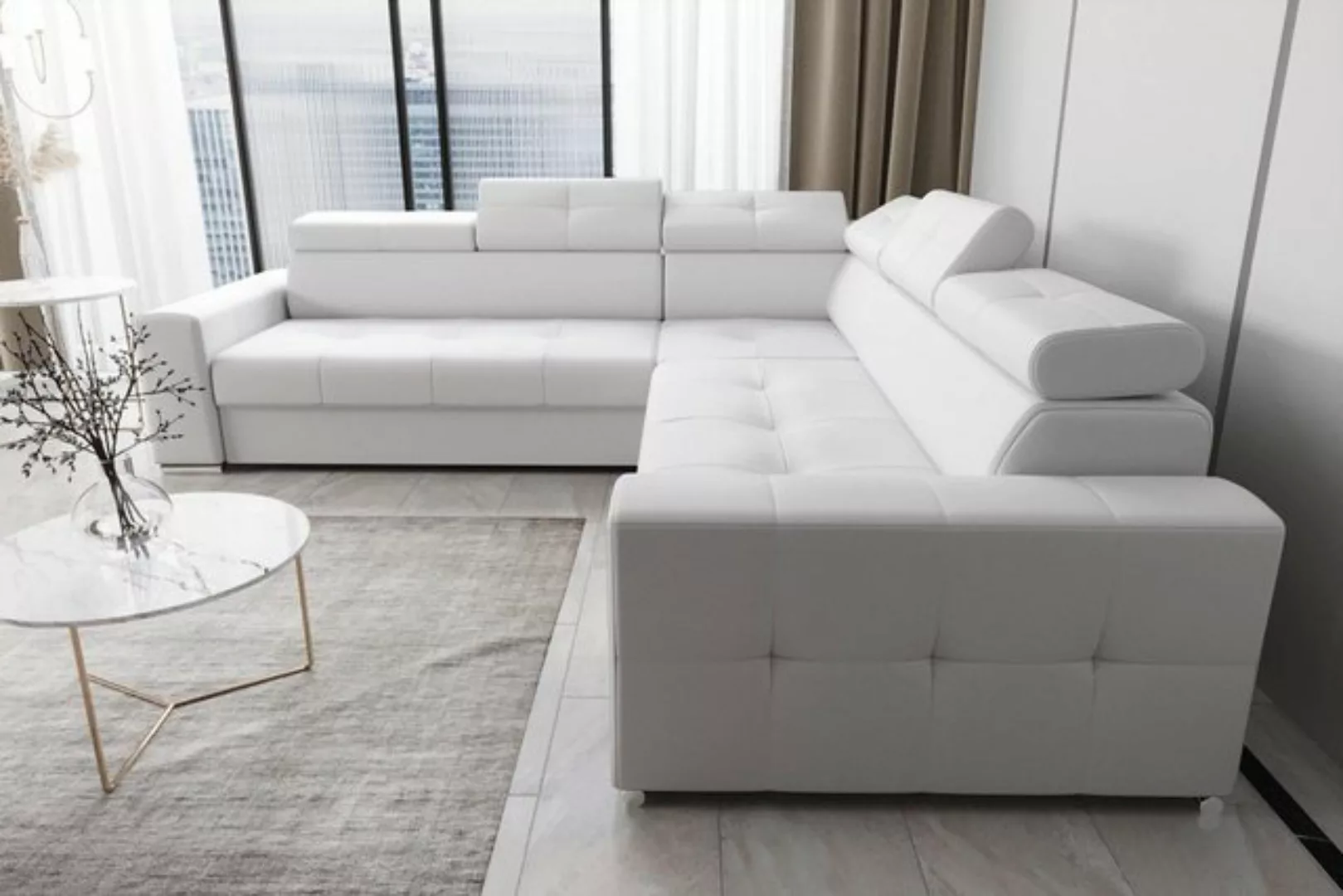 JVmoebel Ecksofa Wohnzimmer Textil Leder Luxus L Form Modern Ecksofa Couch, günstig online kaufen