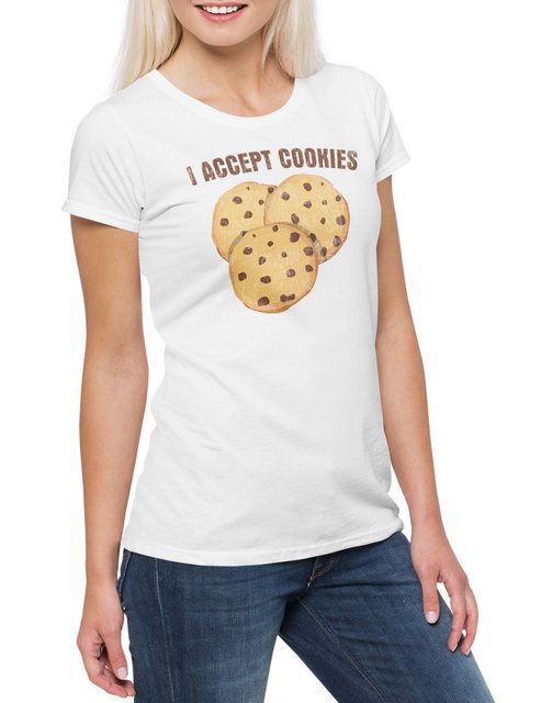 Urban Backwoods Print-Shirt I Accept Cookies Damen T-Shirt Fun Binary Code günstig online kaufen