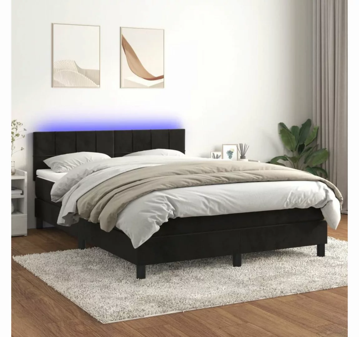 vidaXL Boxspringbett Bett Boxspringbett mit Matratze & LED Samt (140 x 200 günstig online kaufen