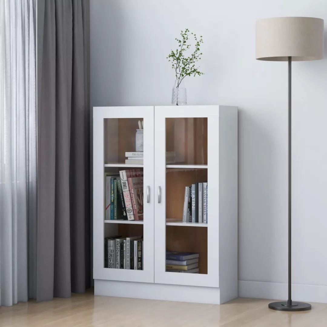 vidaXL Kleiderschrank Bücherschrank Vitrinenschrank Vitrine Weiß 82,5x30,5x günstig online kaufen