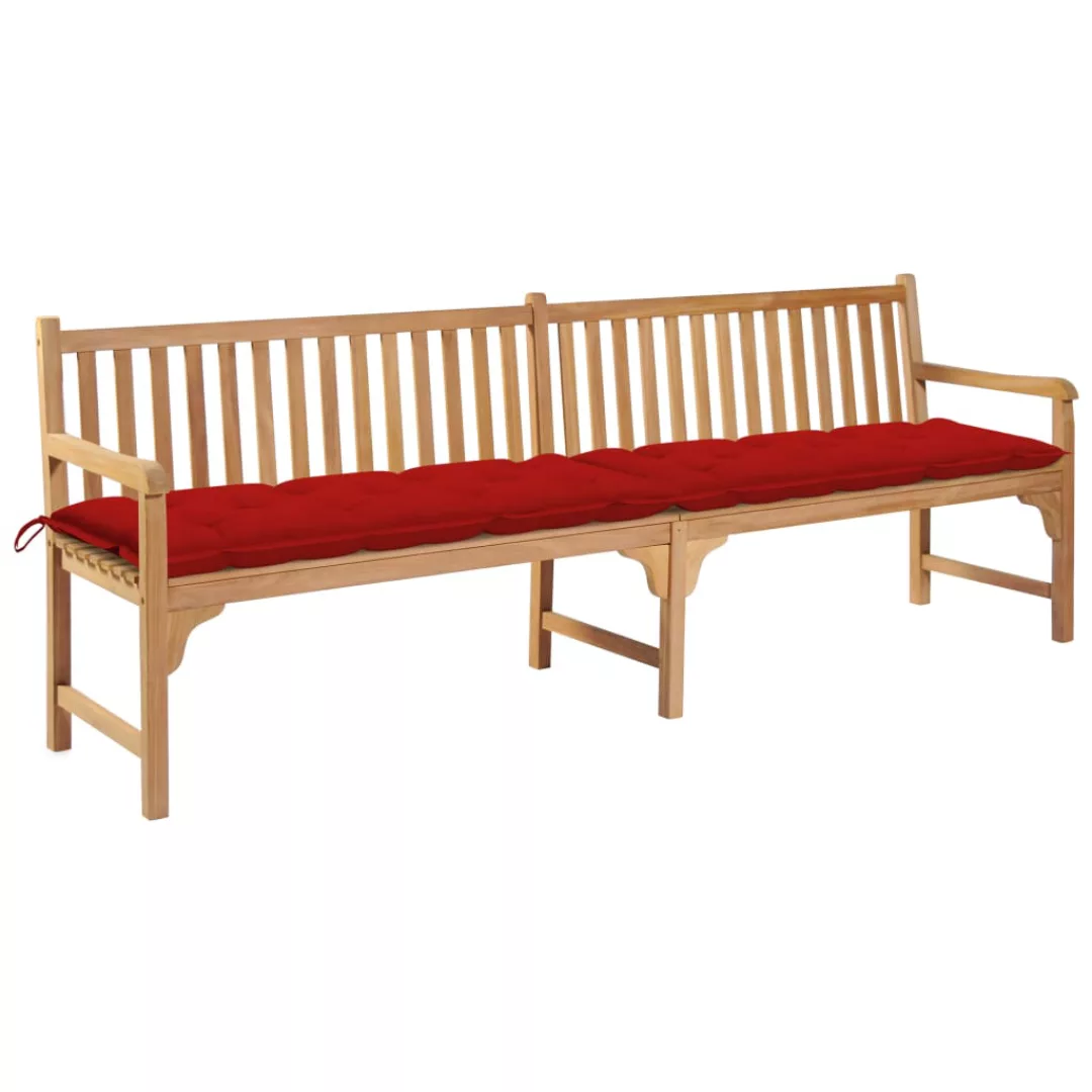 Gartenbank Mit Roter Auflage 240 Cm Massivholz Teak günstig online kaufen