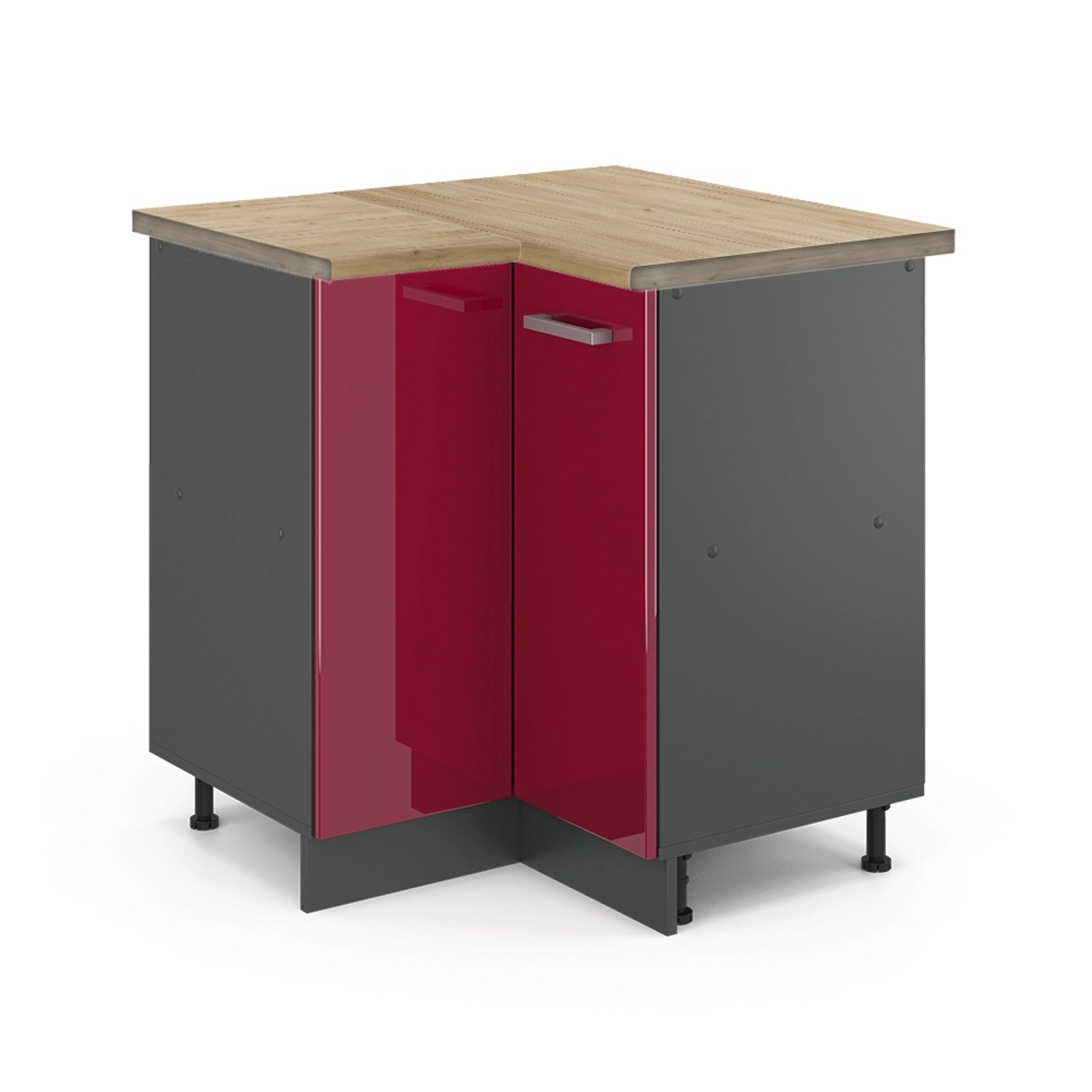 Vicco Eckunterschrank R-Line, Bordeaux Hochglanz/Anthrazit, 75.6 günstig online kaufen