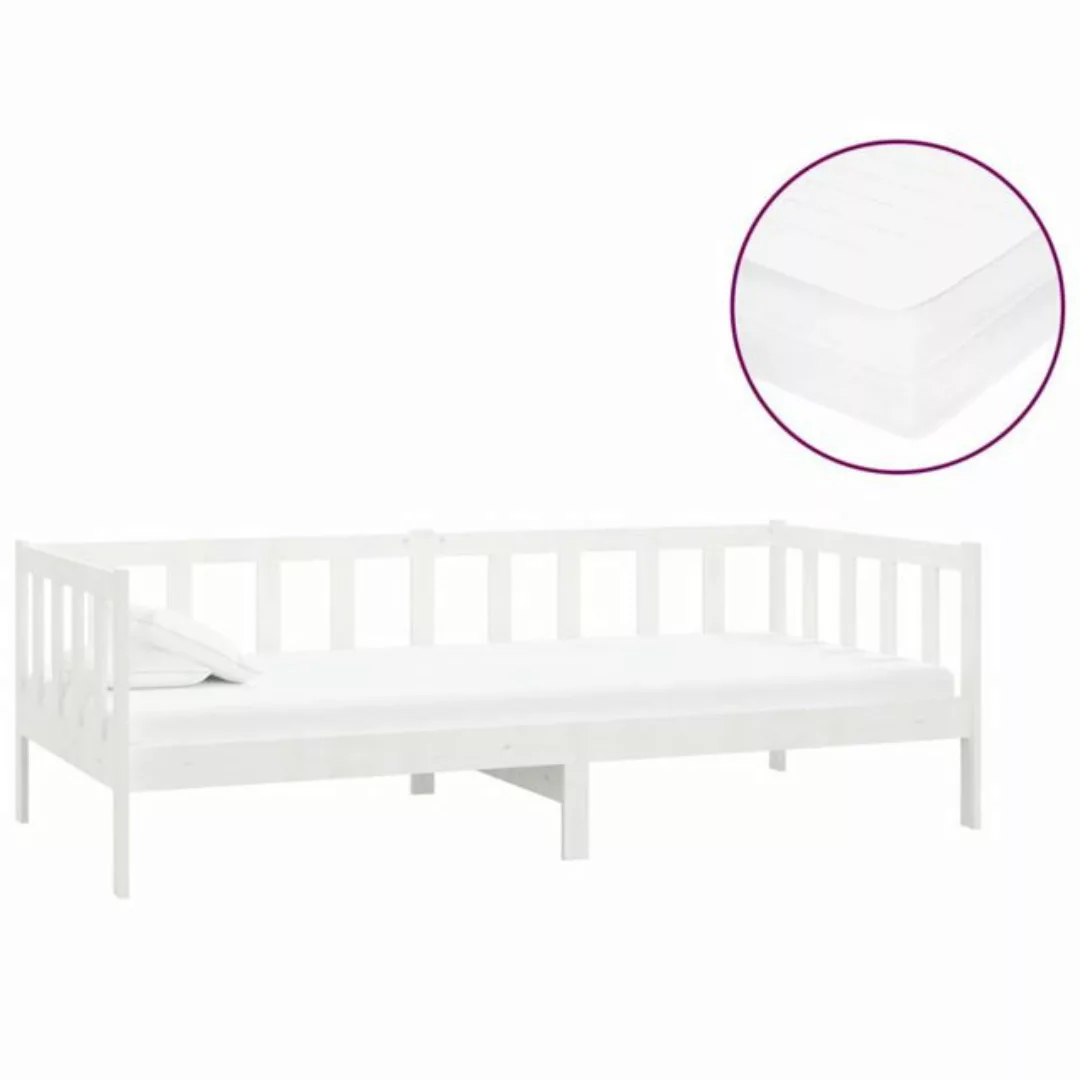 furnicato Bett Tagesbett mit Matratze 90x200 cm Weiß Kiefer Massivholz (1-t günstig online kaufen