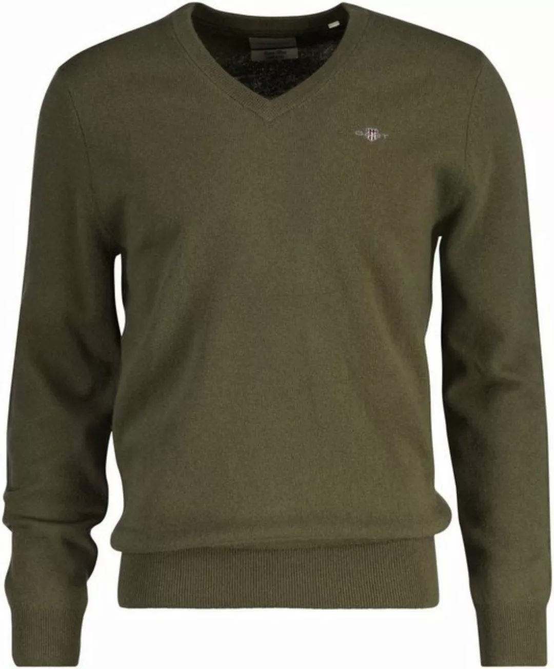 Gant Pullover V-Ausschnitt Wool Blend Army Grün - Größe M günstig online kaufen