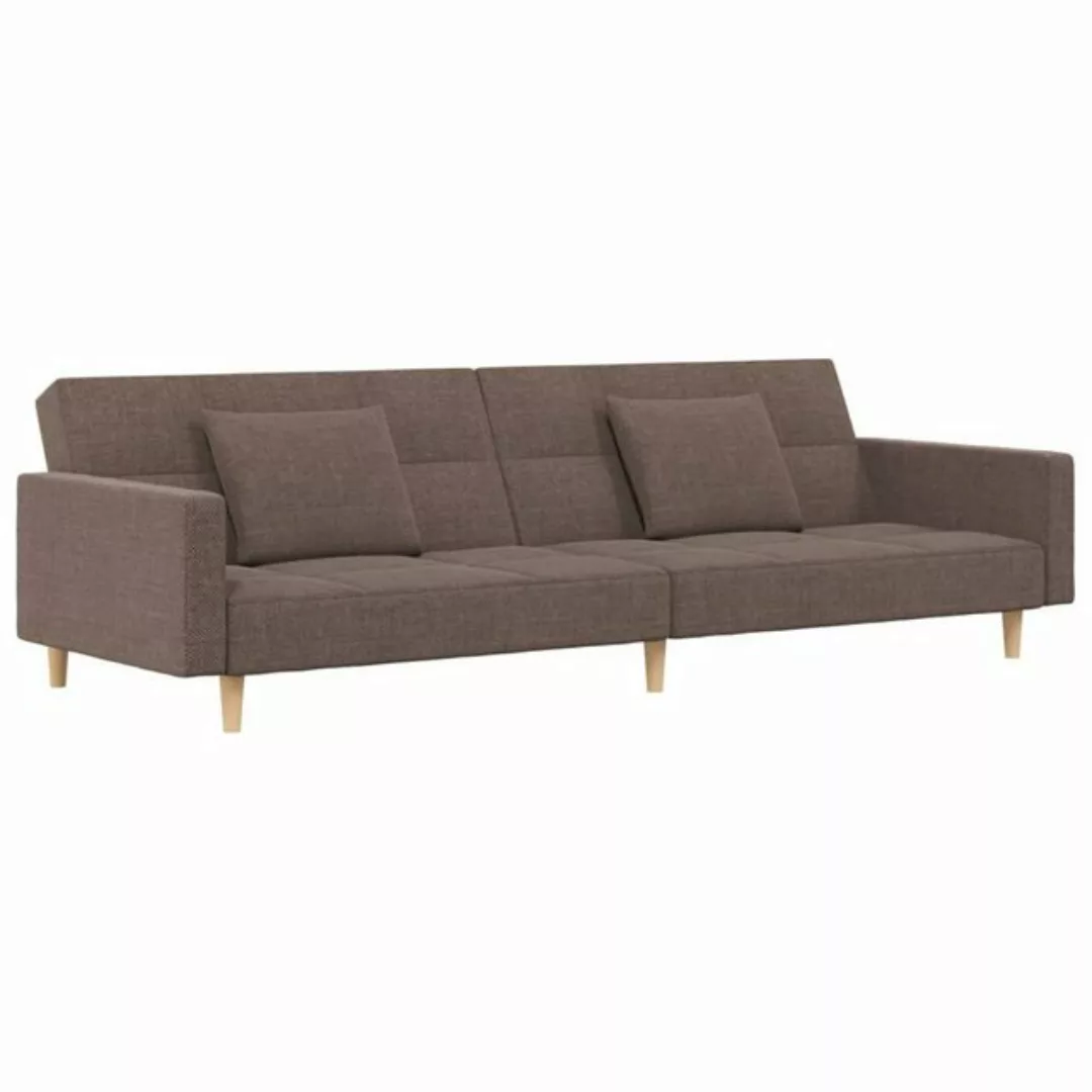 vidaXL Sofa Schlafsofa 2-Sitzer mit 2 Kissen Taupe Stoff günstig online kaufen