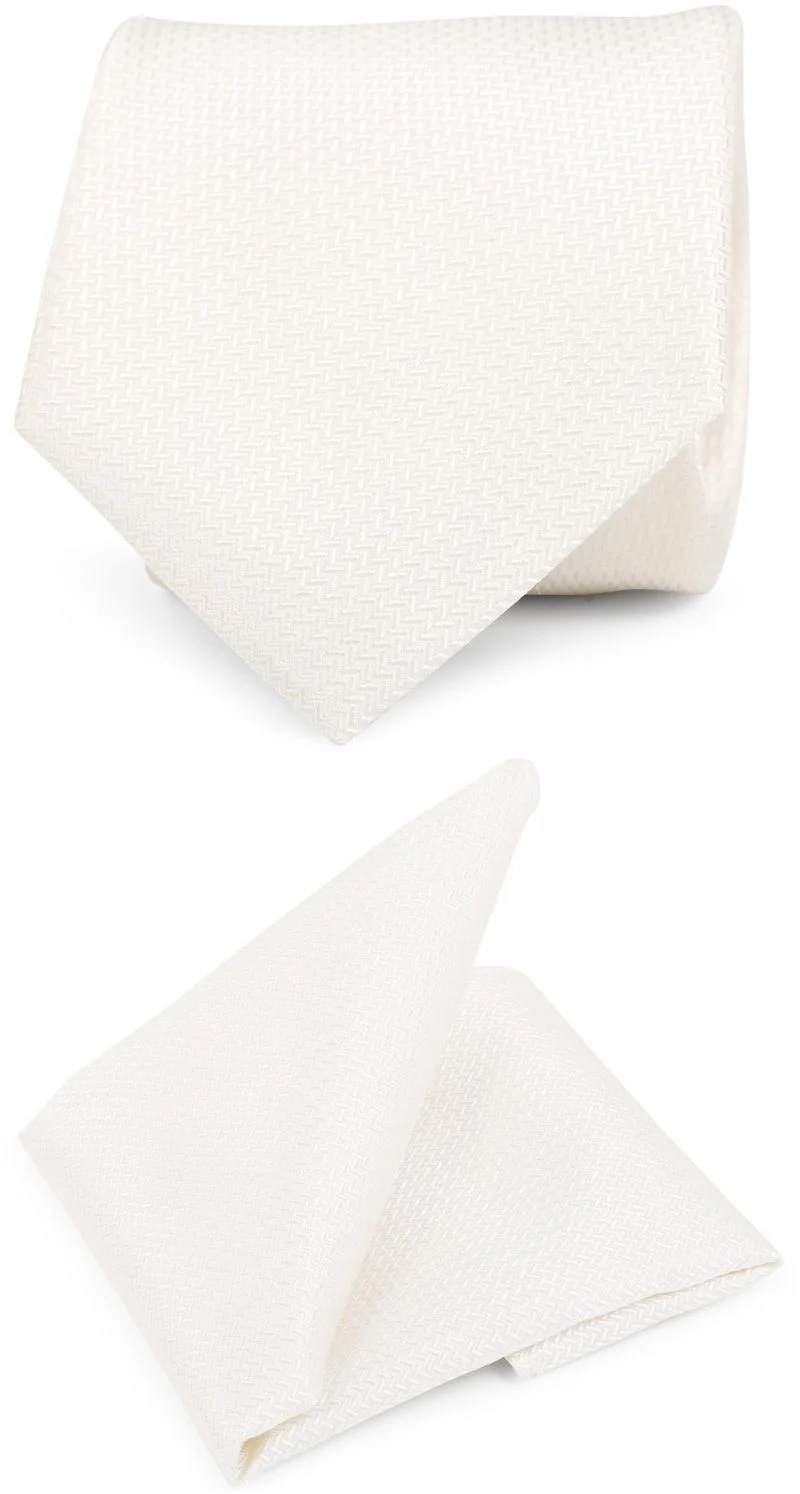 Suitable Krawatte Einstecktuch Set V-Design Off-White - günstig online kaufen