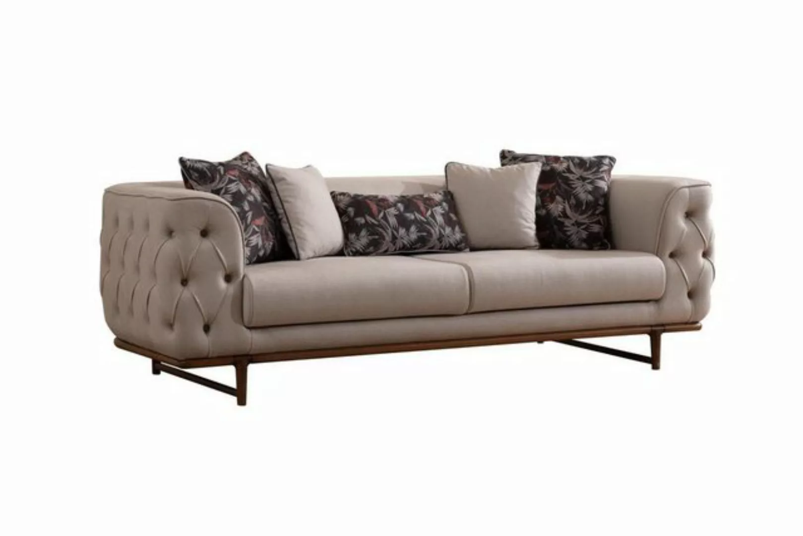 Xlmoebel Sofa Luxuriöses 3-Sitzer Chesterfield-Sofa in hellem Beige - Edles günstig online kaufen