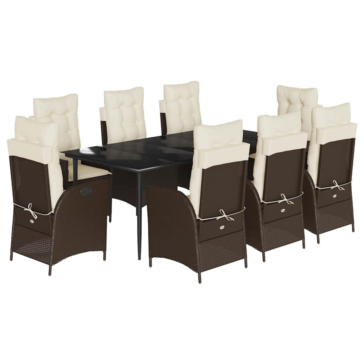 vidaXL 9-Tlg Garten-Essgruppe mit Kissen Braun Poly Rattan 3213202 günstig online kaufen