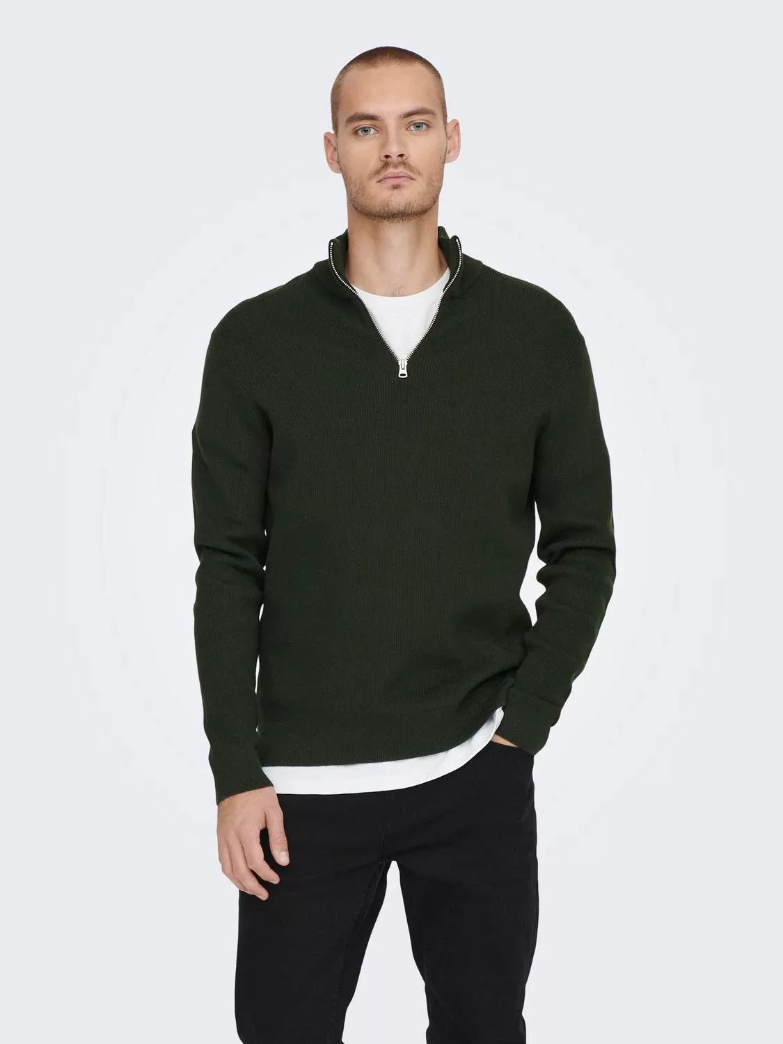 ONLY & SONS Strickpullover "ONSPHIL REG 12 STRUC HALF ZIP KNIT NOOS" günstig online kaufen