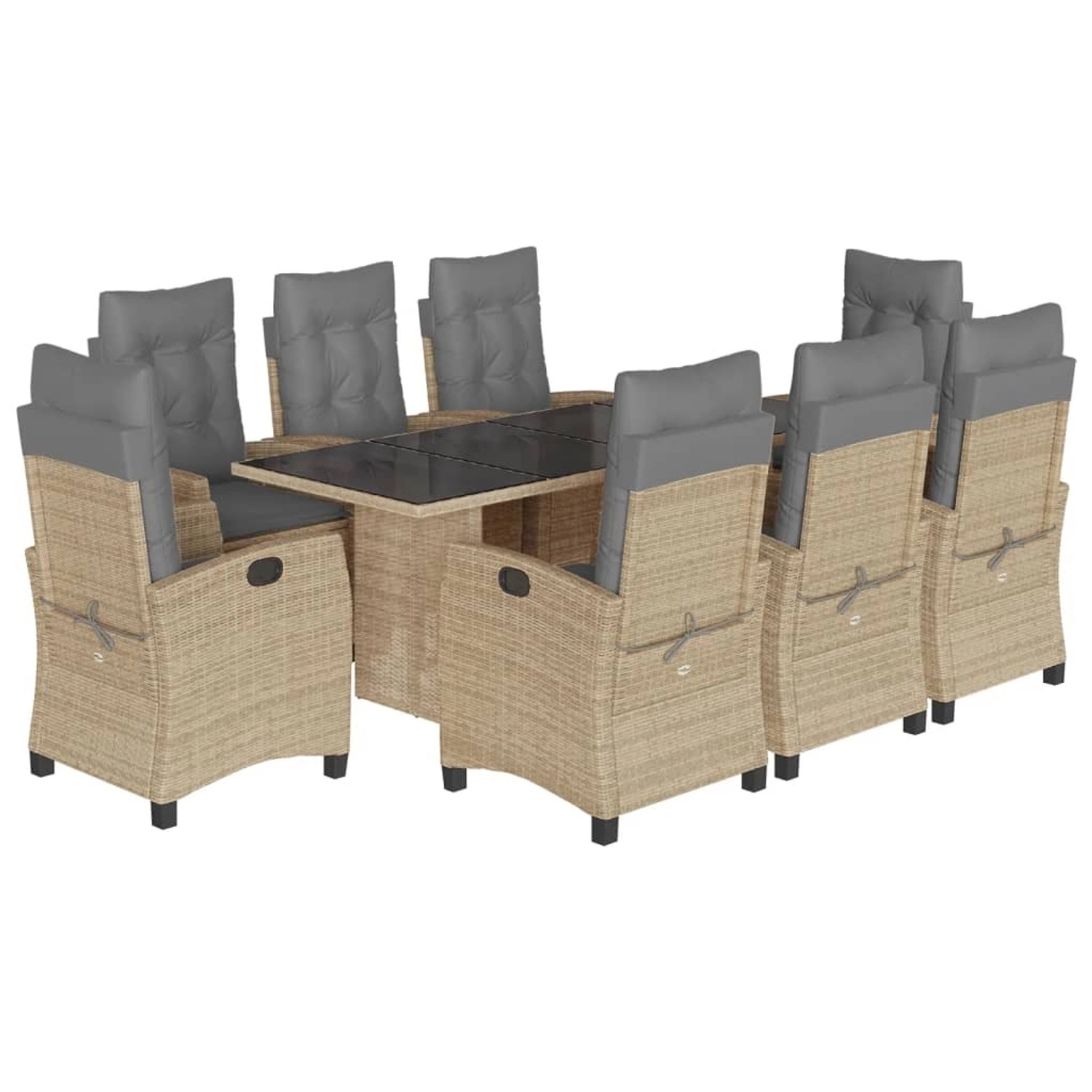 vidaXL 9-tlg Garten-Essgruppe mit Kissen Beigemischung Poly Rattan Modell 2 günstig online kaufen