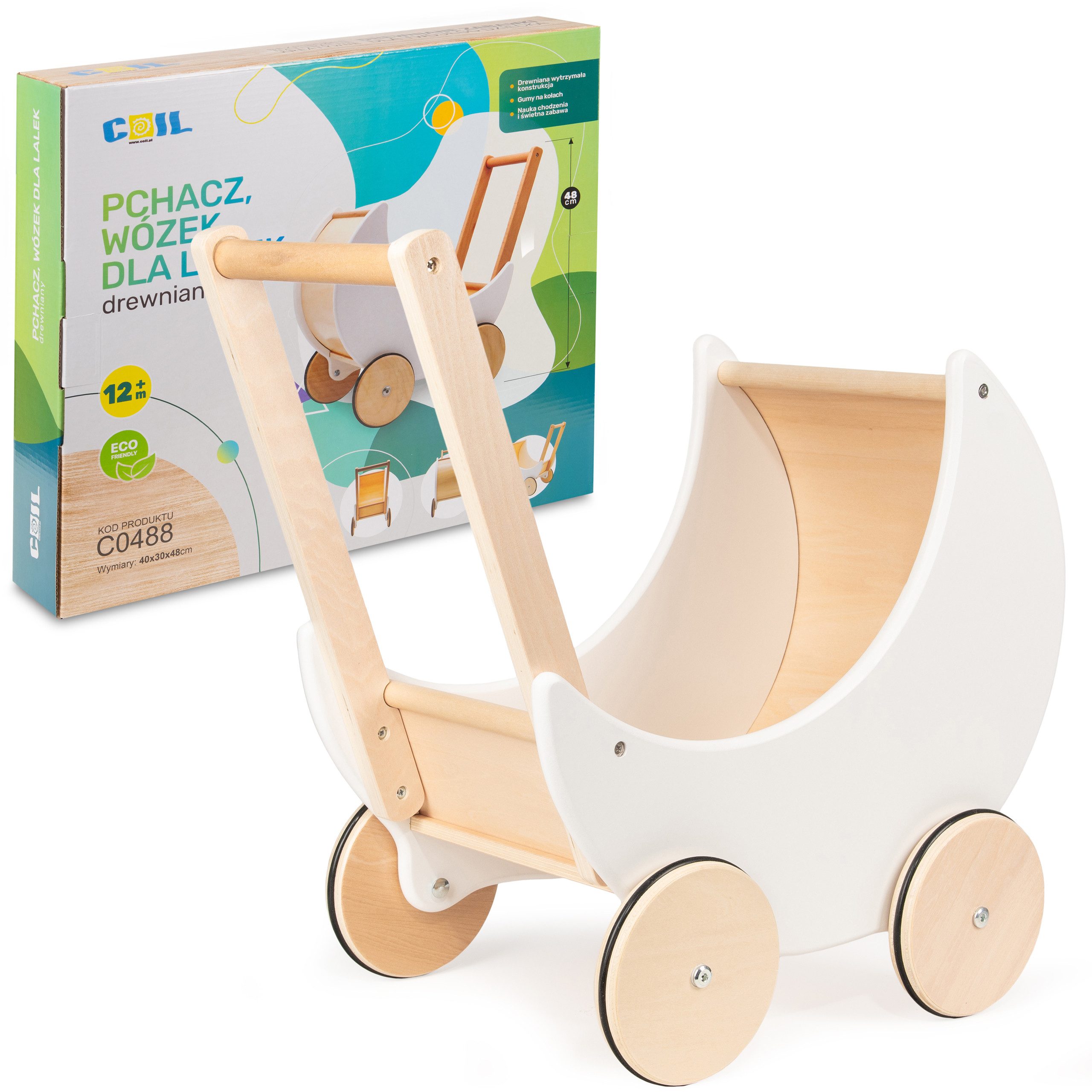 COIL Puppenwagen Lauflernwagen, Lauflernhilfe, aus Holz, günstig online kaufen